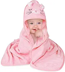 Toalha Banho Capuz Bichinho Bordado Roupão Bebê Recém Nascido Infantil Criança Bordado (Rosa)