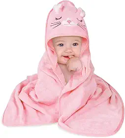 Toalha Banho Capuz Bichinho Bordado Roupão Bebê Recém Nascido Infantil Criança Bordado (Rosa)