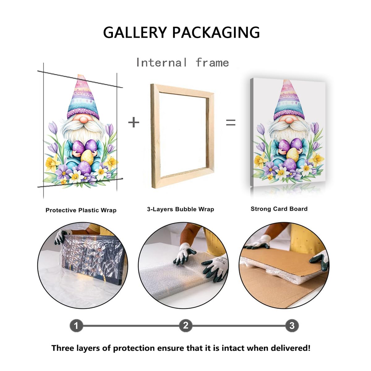 TOANGWALL Enanos vibrantes sosteniendo huevos Estampado en lienzo Flores moradas Imágenes Estampado Diseños pastel de sombrero Obras para biblioteca Salón Decoración del hogar 60x90cm