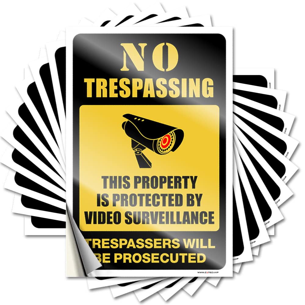No Trespassing - This Property is Protected By Video Surveillance Retro Stickers | Home Gifts Waterproof Vinyl Tumbler Comfort Removable Decal Peel Stick(8X12CM)