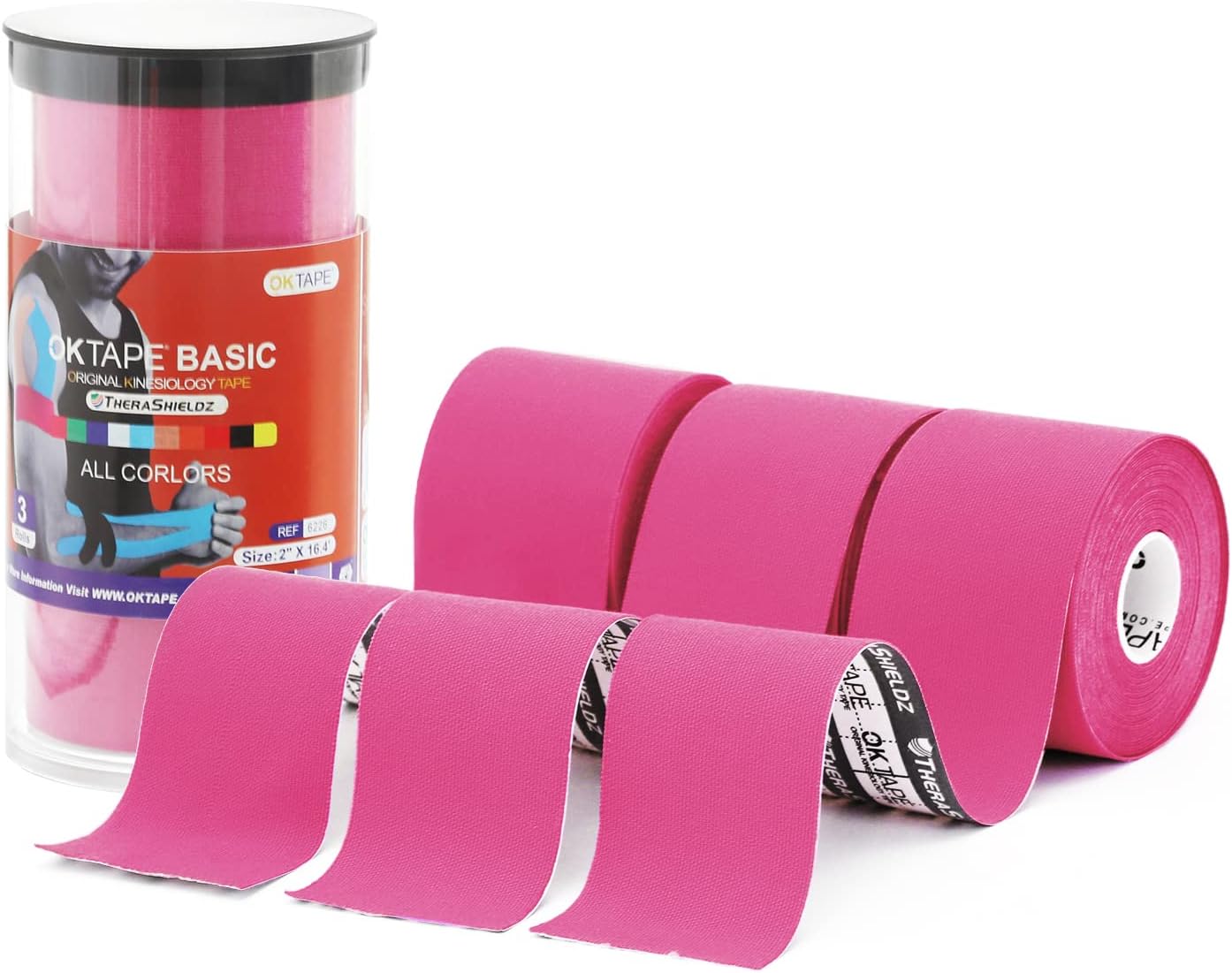 OK TAPE Basic Kinesiology Tape (3 Pack), Original Cotton