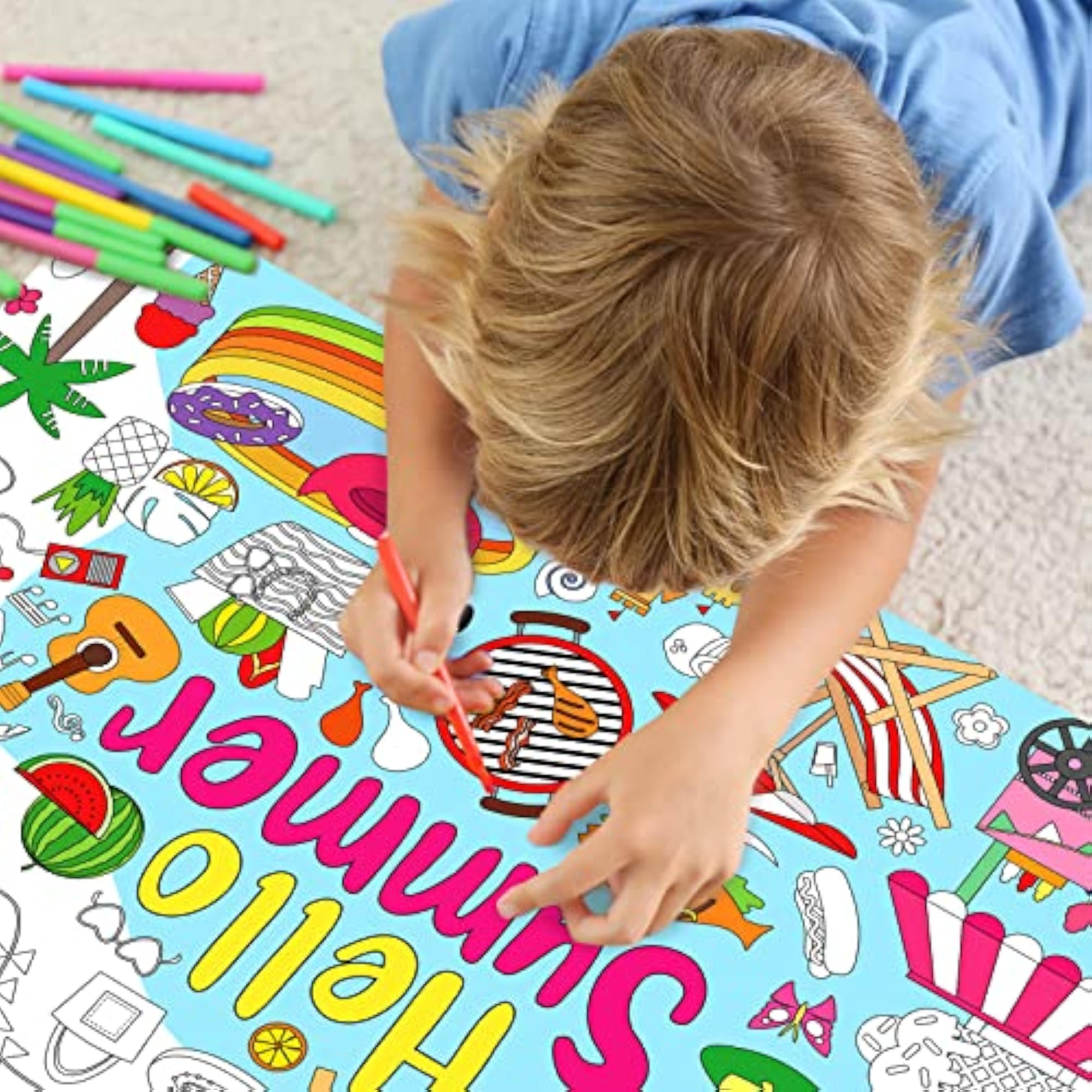 Hello Summer Coloring Poster Giant Coloring Poster