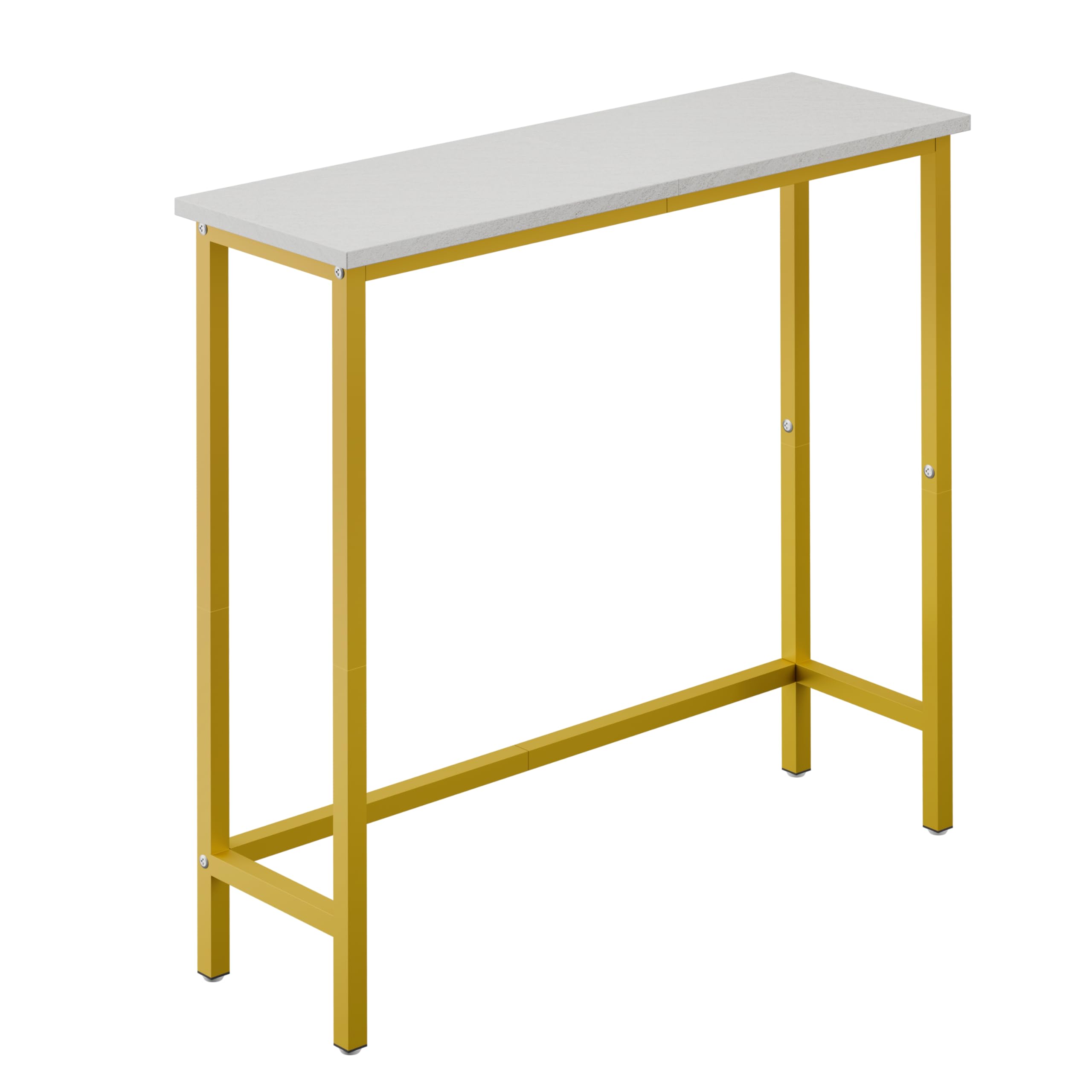 Mesa estrecha para pasillo consola pequena blanca y dorada de 29.5 pulgadas de largo