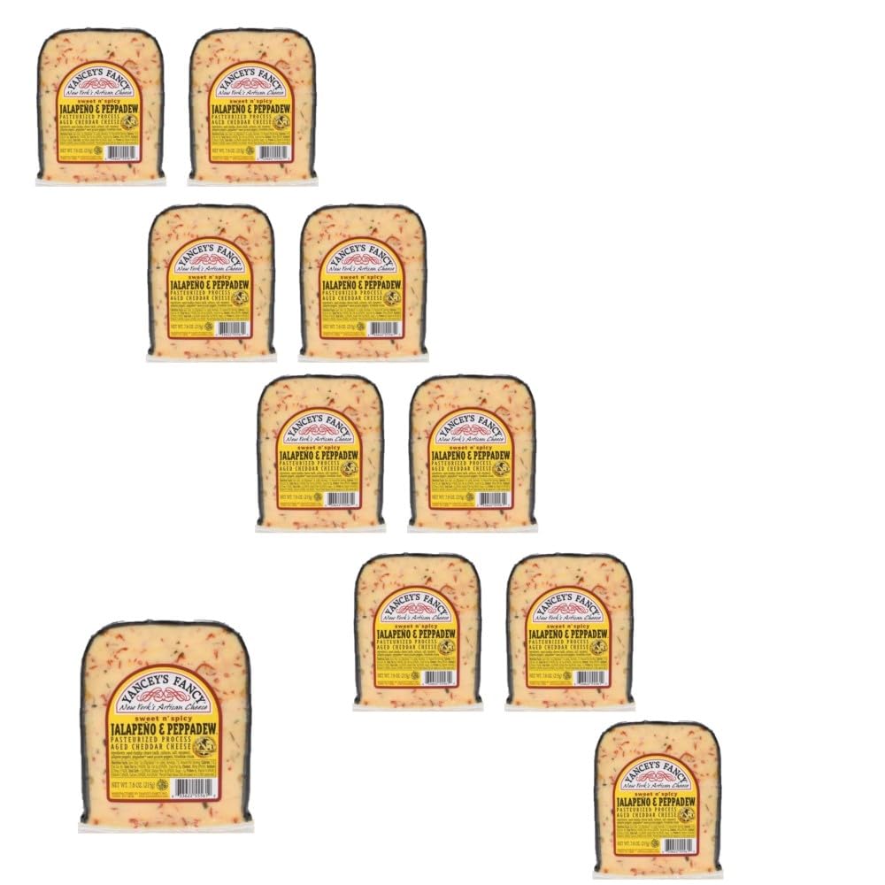 Yancey's Fancy Jalapeno Peppadew Cheddar Wedge, 7.6 OZ, 10 Pack