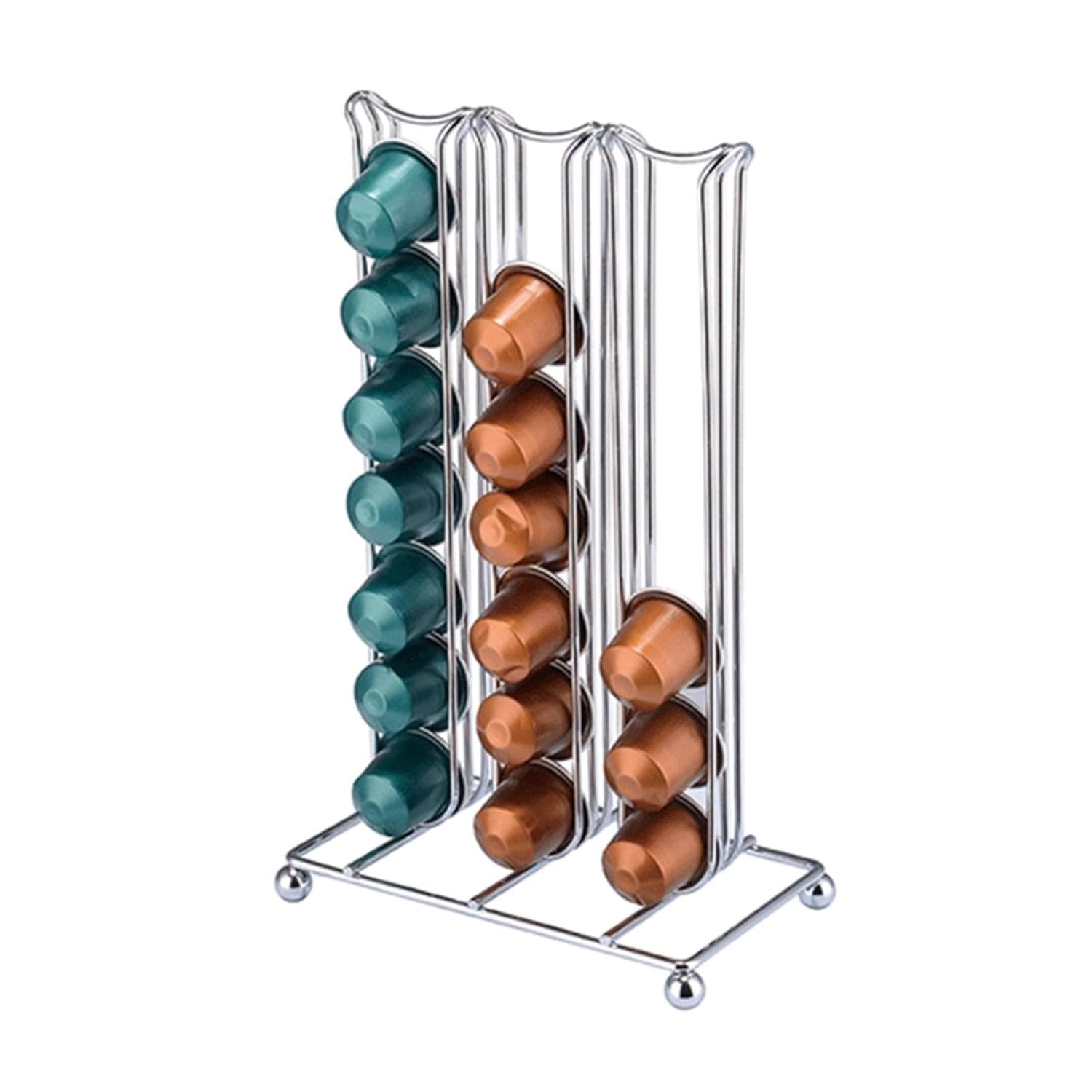 Voxmix Coffee Capsule Holder Fit For 42 Pieces Cafe Capsules Coffee Pod Stand Office Kitchen Desktop Storage Rack Household satisfaction | Silver
