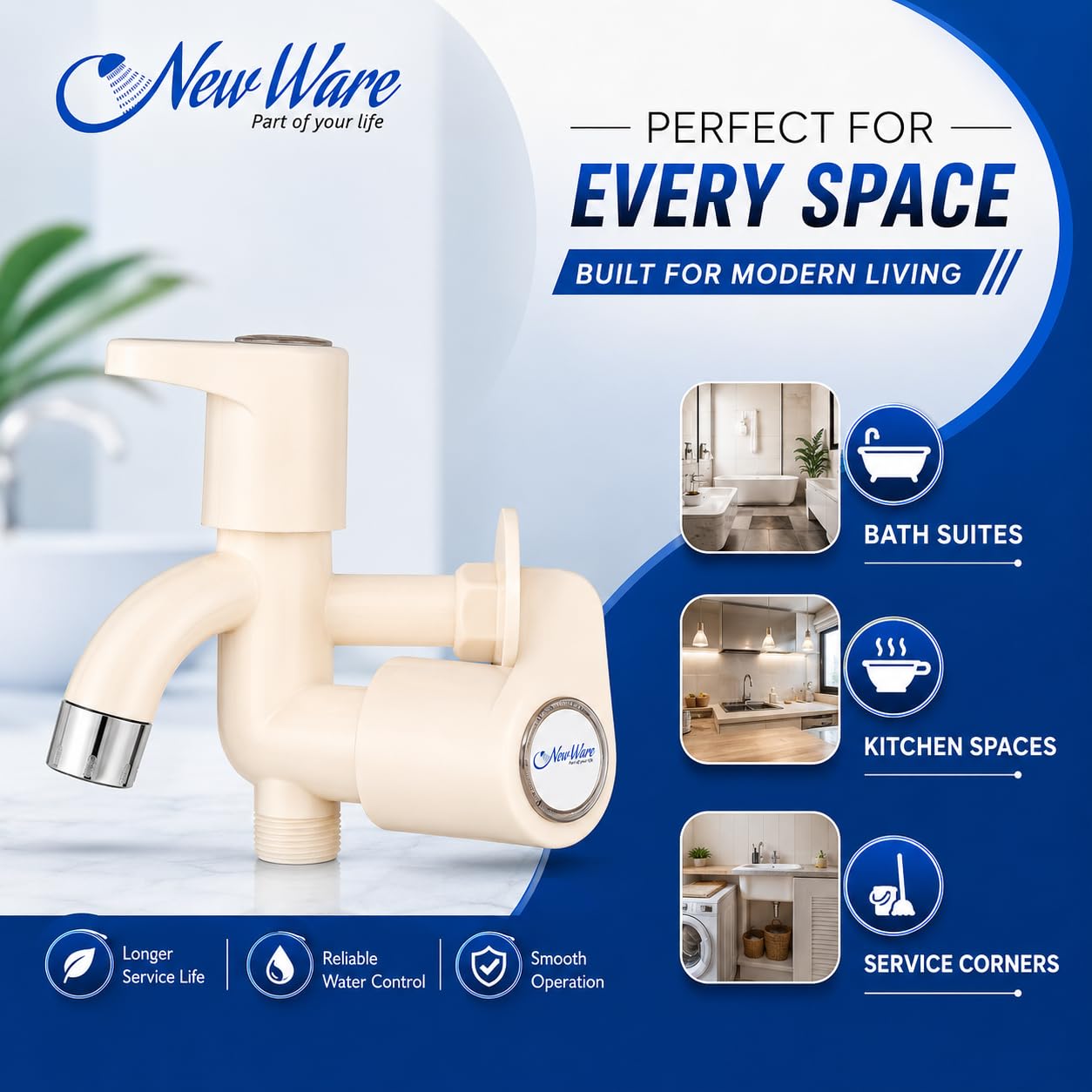 NEW WARE 2-in-1 Water Tap - Dual Outlet Faucet -5