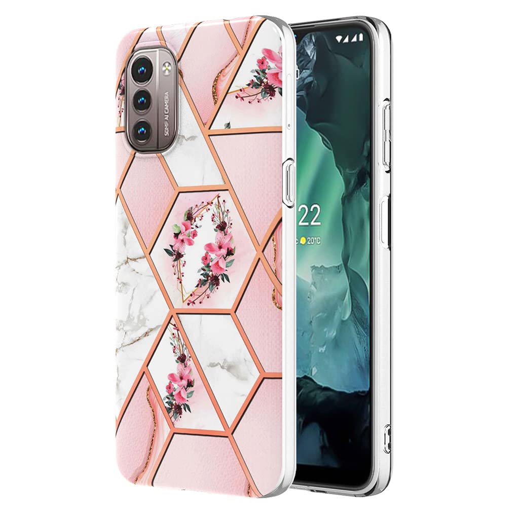 Custodia SEAHAI Per Nokia G21/G11 – Cover Sottile In Silicone TPU Con Effetto Marmo Glitter – Antiurto – Rosa Viola - 4