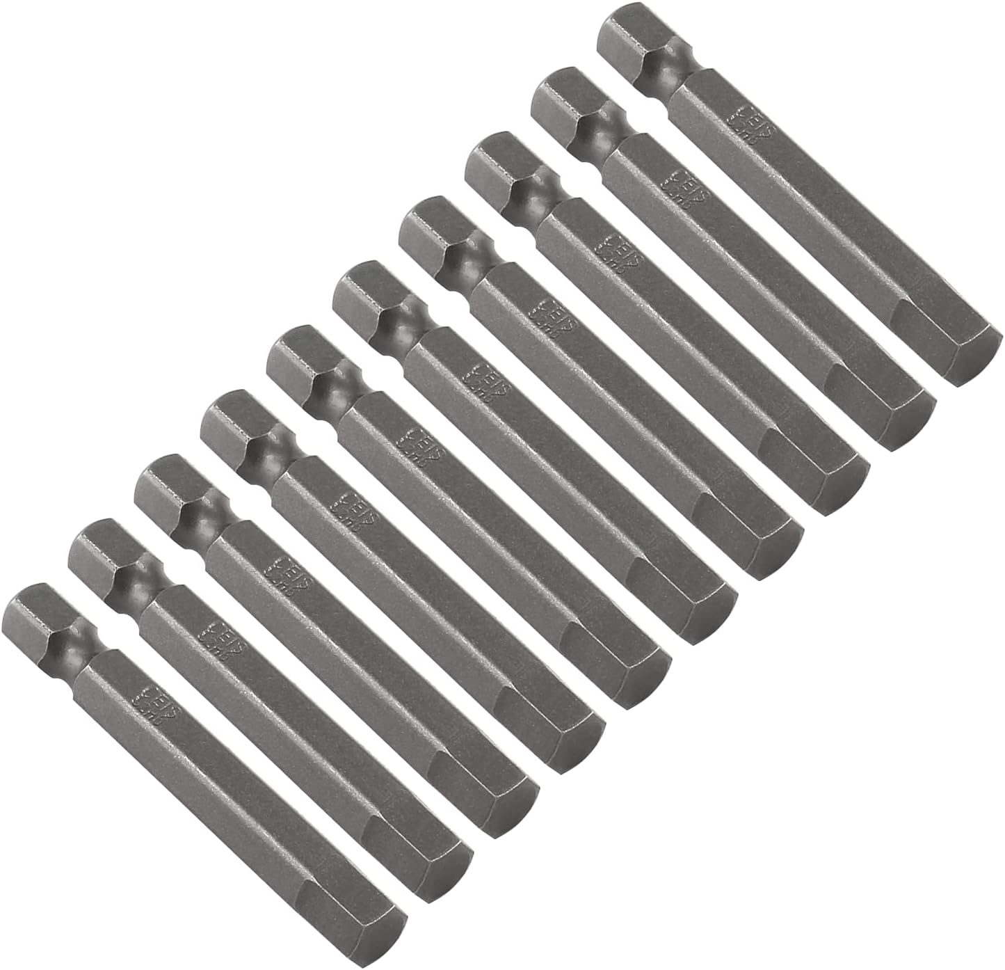 10Pcs Hex Head Allen Wrench Drill Bit Set, S2 Steel Magnetic Bits H6.0 Hex Head Screwdriver Bits, 1/4" Shank, 2 Inch Length