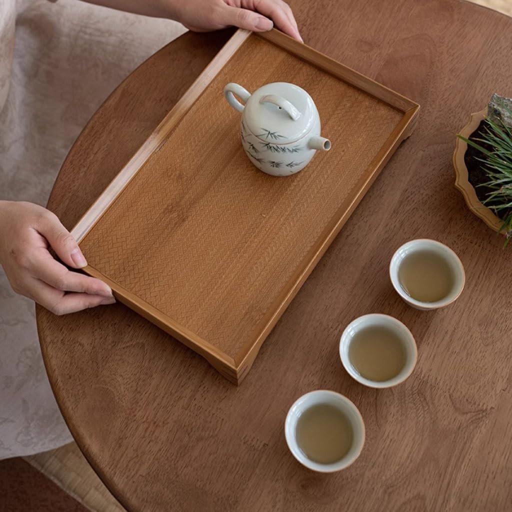 Vassoio da tè in bambù retrò per cerimonie domestiche, semplice vassoio da portata da tavolo per caffè, design elegante per gli amanti del tè per gli appassionati di tè