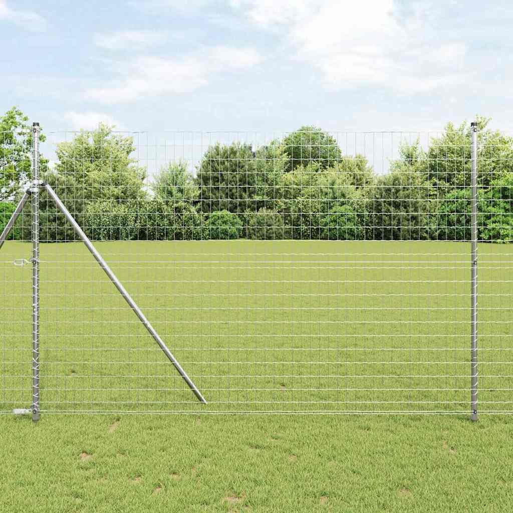 Srebrne ogrodzenie euro, 1,5 x 10 m, cynkowane ogniowo, odporne na warunki atmosferyczne, trwałe metalowe ogrodzenie do ogrodu, na taras, do ograniczenia działki, łatwe w pielęgnacji
