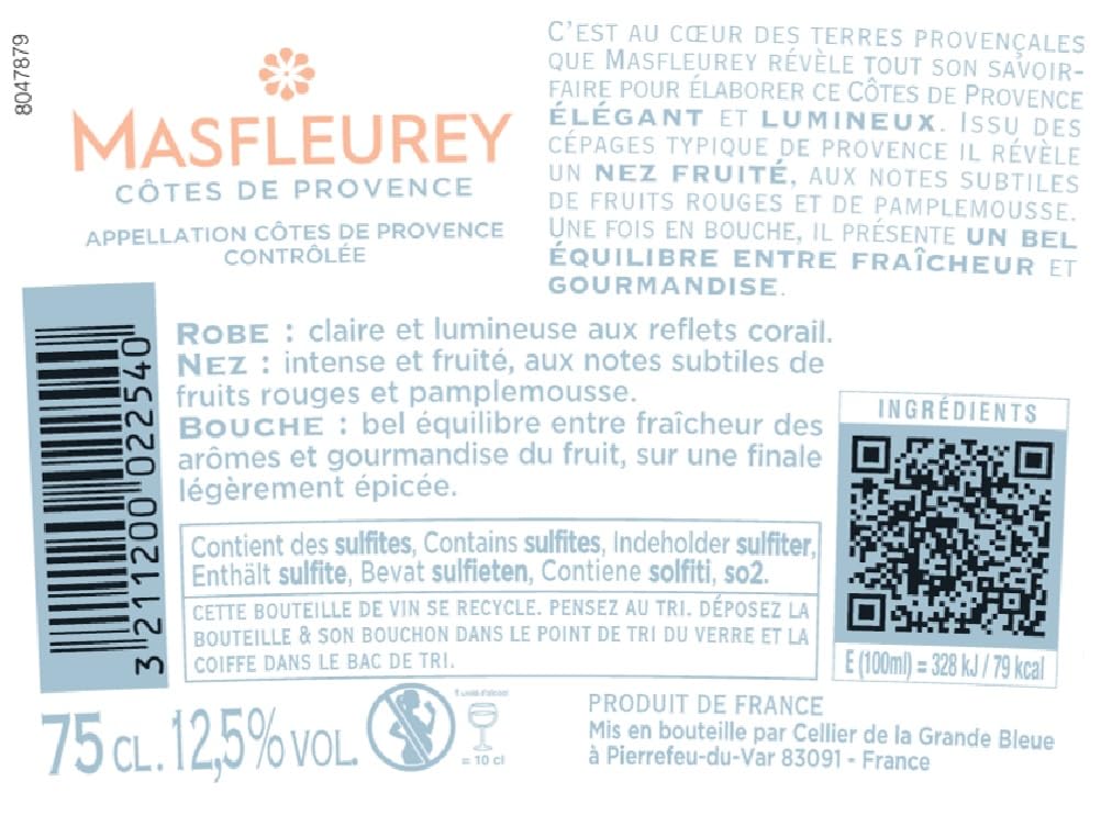 Masfleurey - AOP Côtes de Provence - Vin Rosé - 6x75cl