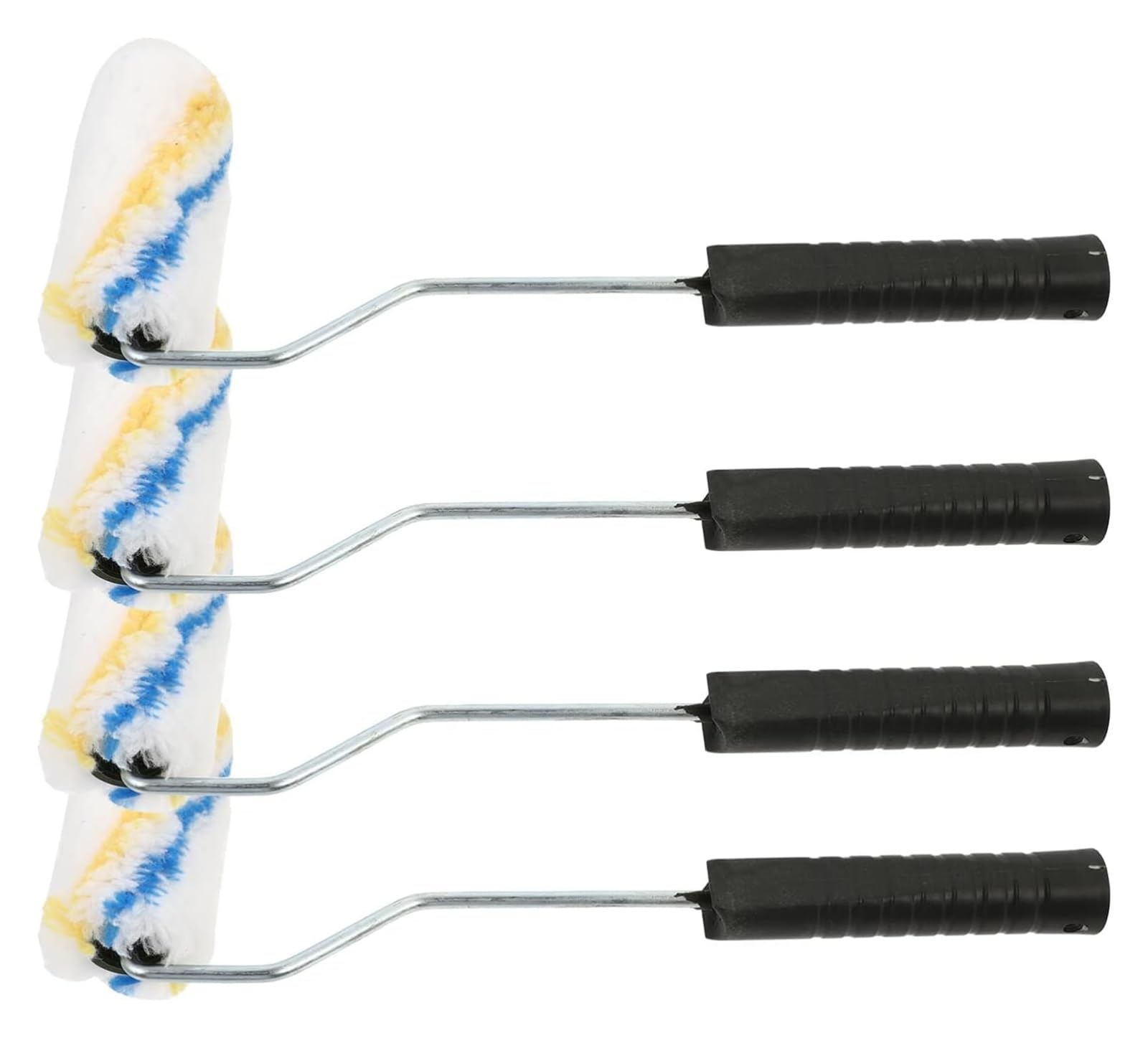 Juego de rodillos de pintura de cepillo pequeño, 4 piezas, blanco, 10 x 4,5 x 1 cm, con mini rodillos, herramientas de reparación de esquinas de paredes, techos, puertas, armarios, cubetas de pintura