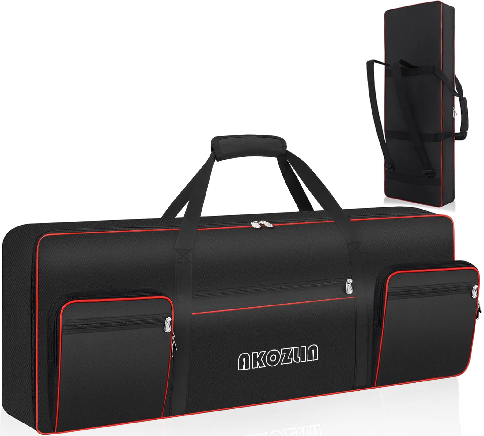 AKOZLIN Custodia per tastiera 49/61/76/88 Slim/88 tasti, custodia per tastiera elettrica per pianoforte elettrico, borsa portatile per tastiera in tessuto Oxford 600D, con cinghie regolabili e 5