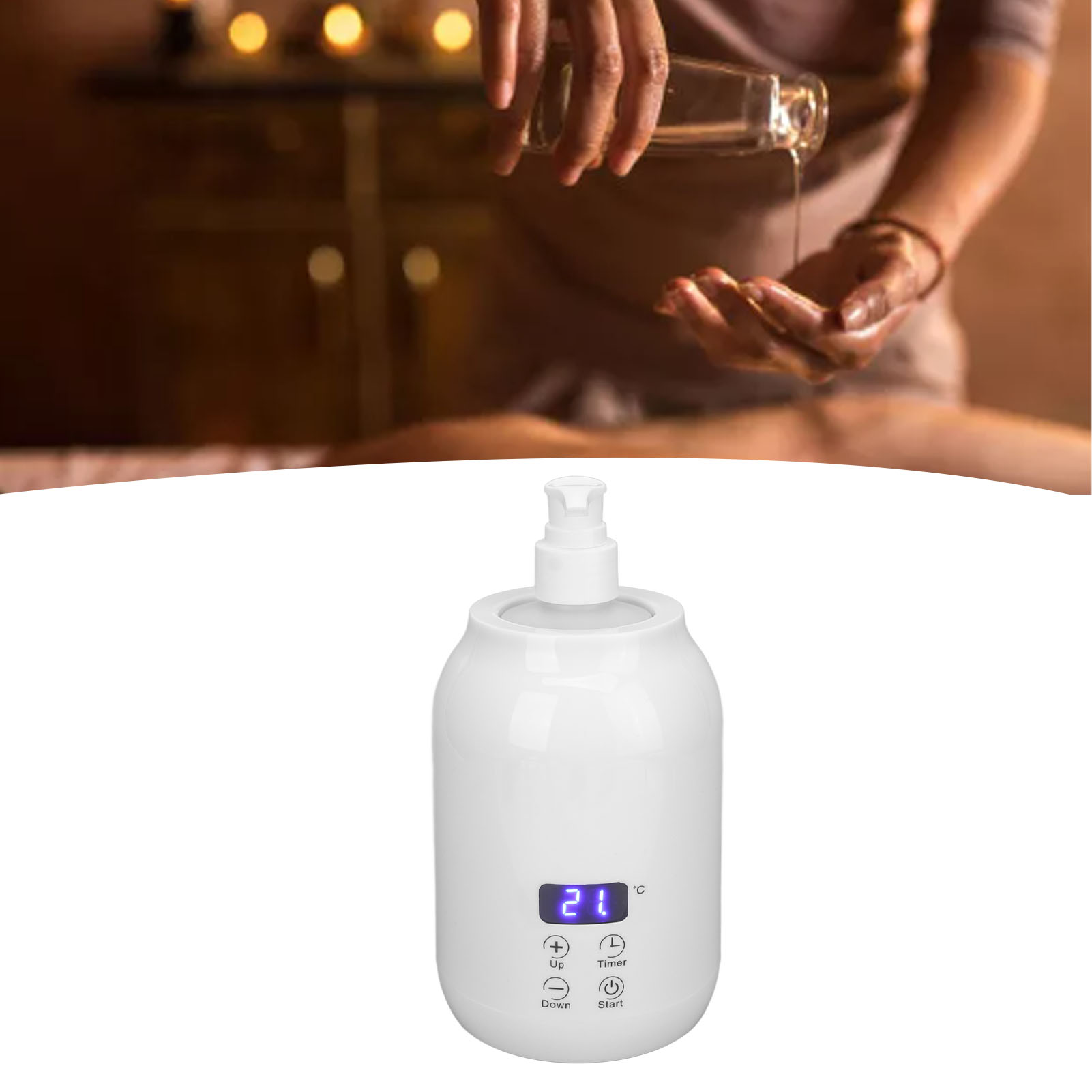 Scaldabiberon Per Olio Da Massaggio – Display LED Touch, Regolazione 30-65°C, Timer 1-24h, ABS Portatile