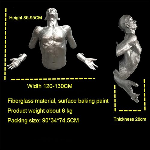 Miniatura 2 de HJDSUDU Escultura de pared de hombre escalador, hombre fragmentado en la pared, estatua de arte de pared hecha en 3D, escultura de decoración del
