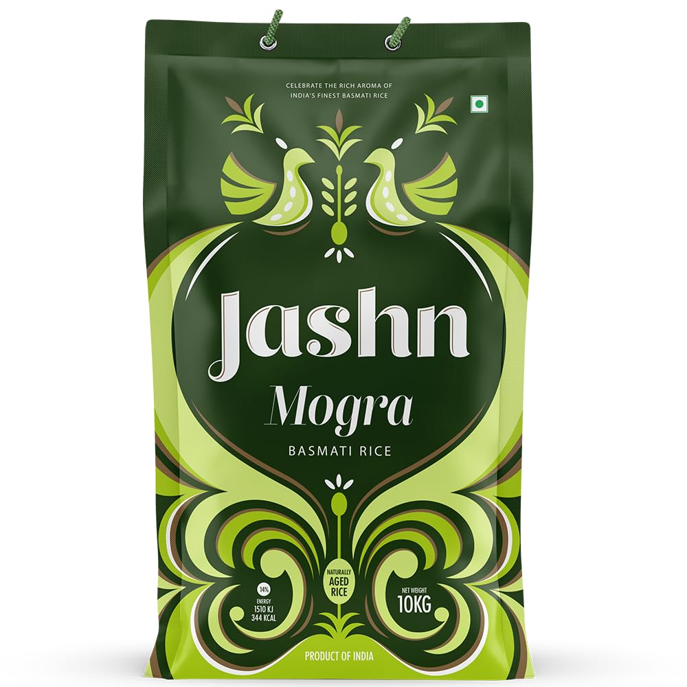 Jashn Mogra Basmati Rice - Naturally Aged, Rich Aroma Long Grain Unpolished, Sweet in Taste | Perfect for Daily Cooking | Gluten Free | Ideal with Meat, Curries, Dals & More - 10 Kg (B0CBFN6R8D) Amazon Price History, Amazon Price Tracker