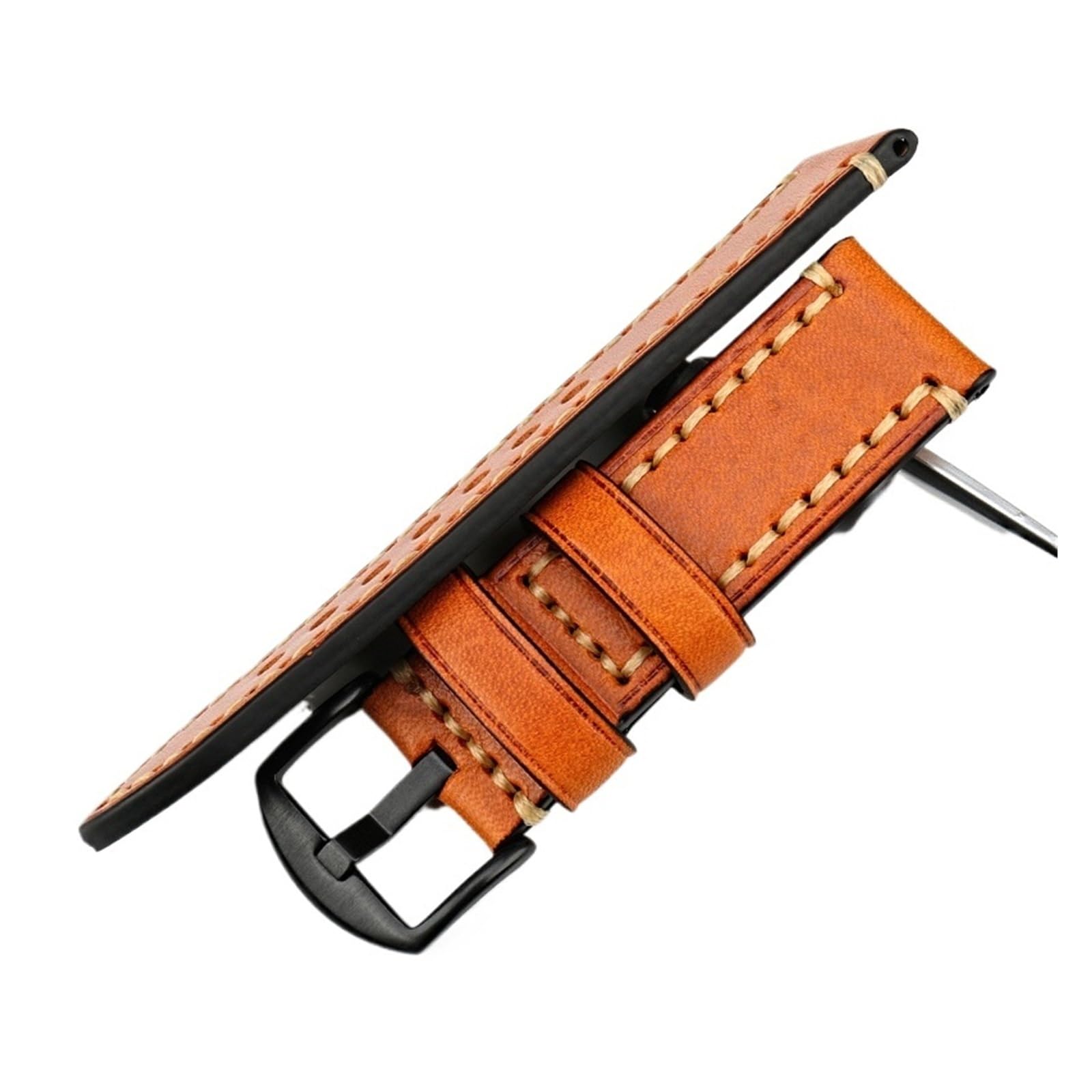 NASUNJIA Accesorios De Reloj Correa Compatible Con FOSSIL Correa De Cuero Genuino Marrón 20, 22, 24 Y 26 Mm Pulsera De Reloj