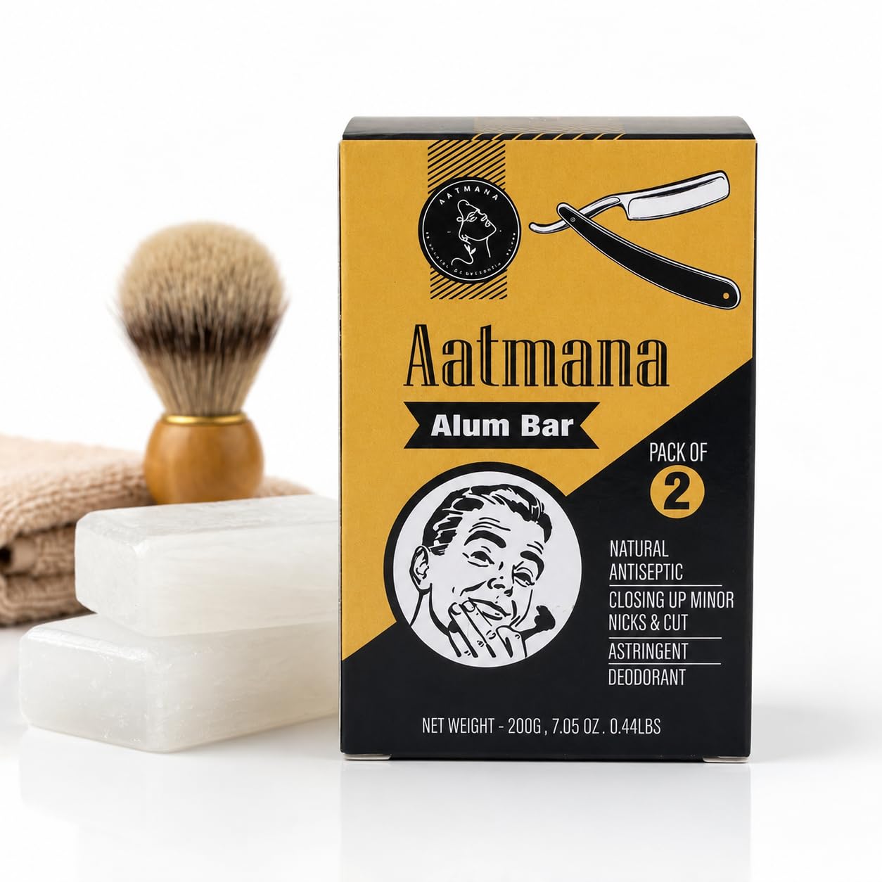 Shaving Alum Bar 100 g | Opakowanie 2 aluminiowych prętów | Premium Quality Potassium Shaving Alum Bars, 3,53oz | No Fragrance | Stops Bleeding Due to Minor Nicks & Cuts After Shaving