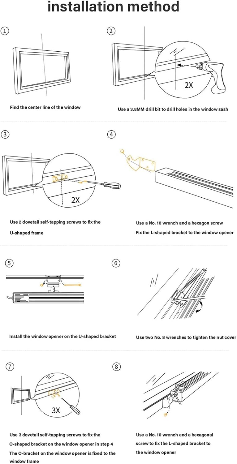Electric Chain Window Opener Actuator 300-1000mm, Double Chain Design, with Wind, Light and Rain Sensor + Switch + Remote Control, for Greenhouse Window, 600mm