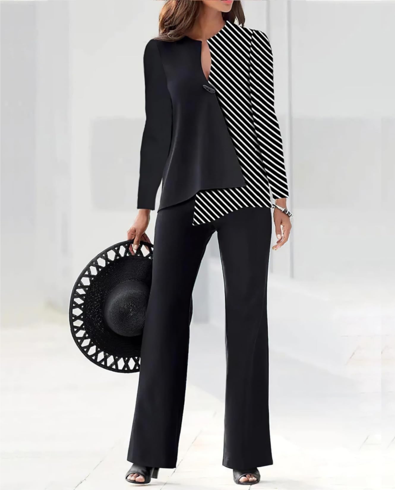 BIVENANT Abiti da donna in 2 pezzi con pantaloni eleganti per un matrimonio casual irregolare chiffon gamba larga set pantaloni