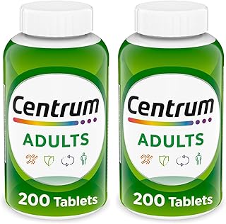 Centrum Suplemento multivitamínico/multimineral para adultos con antioxidantes, zinc, vitamina D3 y vitaminas B, sin gluten, ingredientes sin OMG, 200 unidades (paquete de 2)