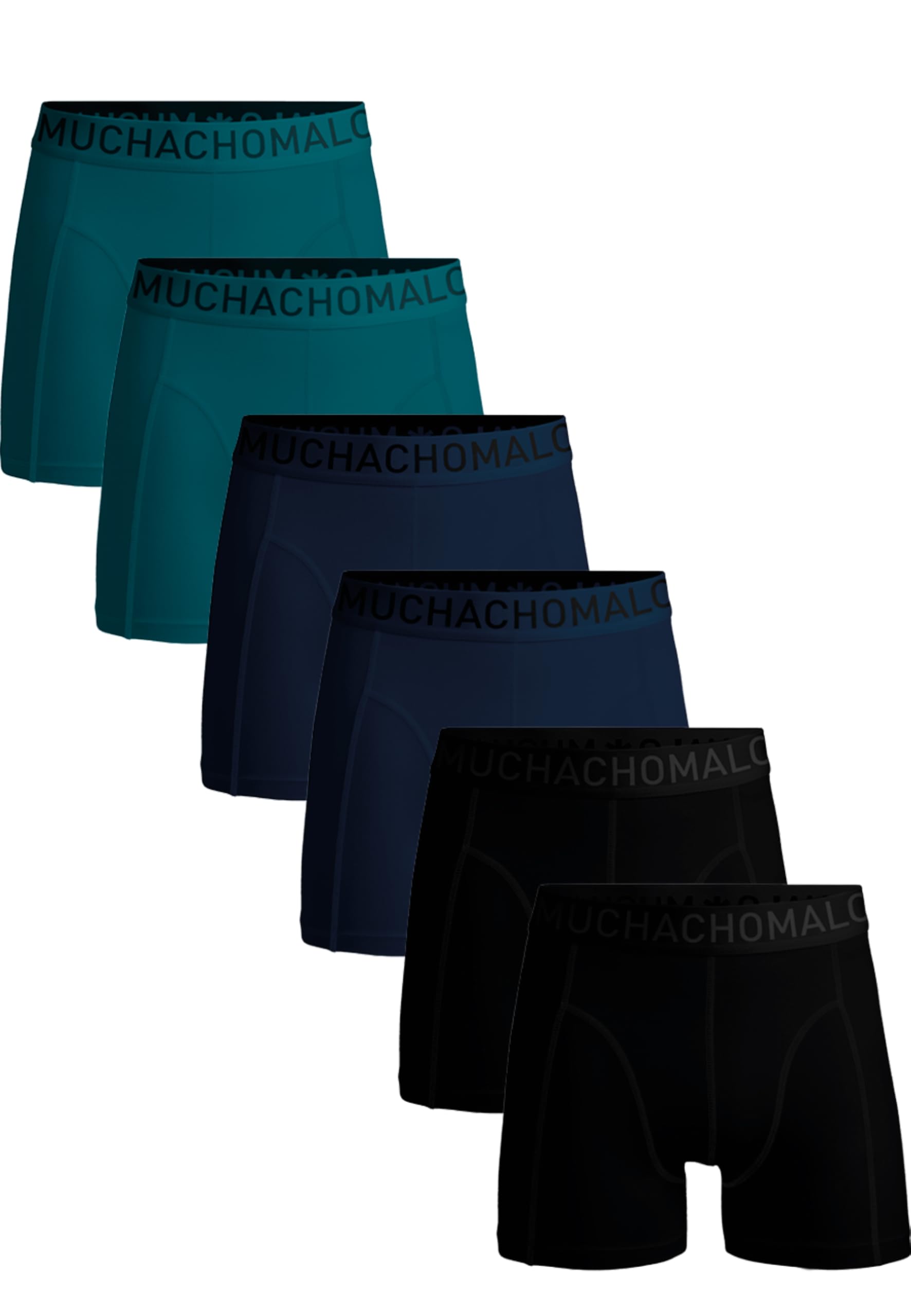 Muchachomalo Uomo Boxer 6-Pack, Tinta Unita, Microfibra, Fascia Elastica