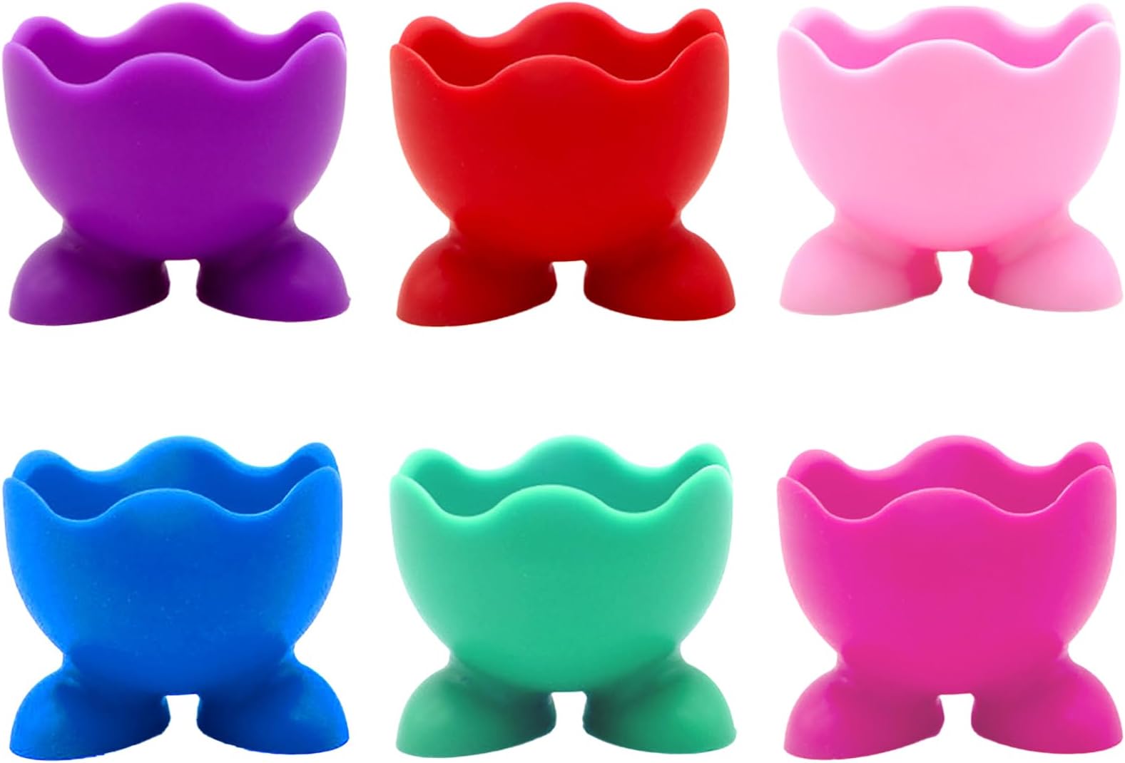 Silicone Egg Cup Set, 6 Pieces Colorful Egg Cups, Egg Cup Stand, Egg Diving Holder, Stand, Chicken Egg Cup for Boiled Eggs in Kitchen, Breakfast, 6 Colors