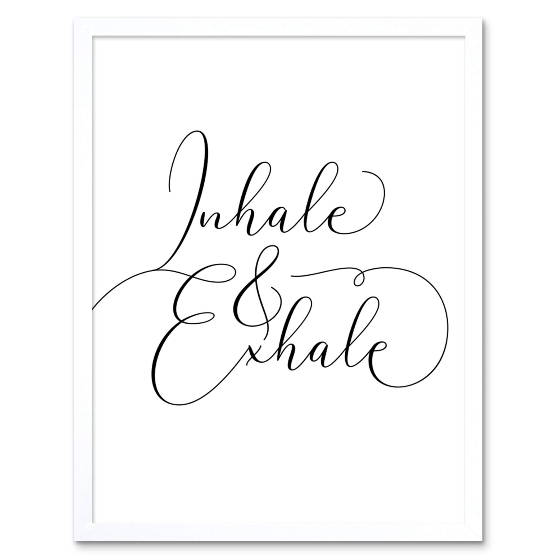 Wee Blue Coo Inhale And Exhale Modern Typography Art Print Framed Poster Wall Decor 12x16 inch