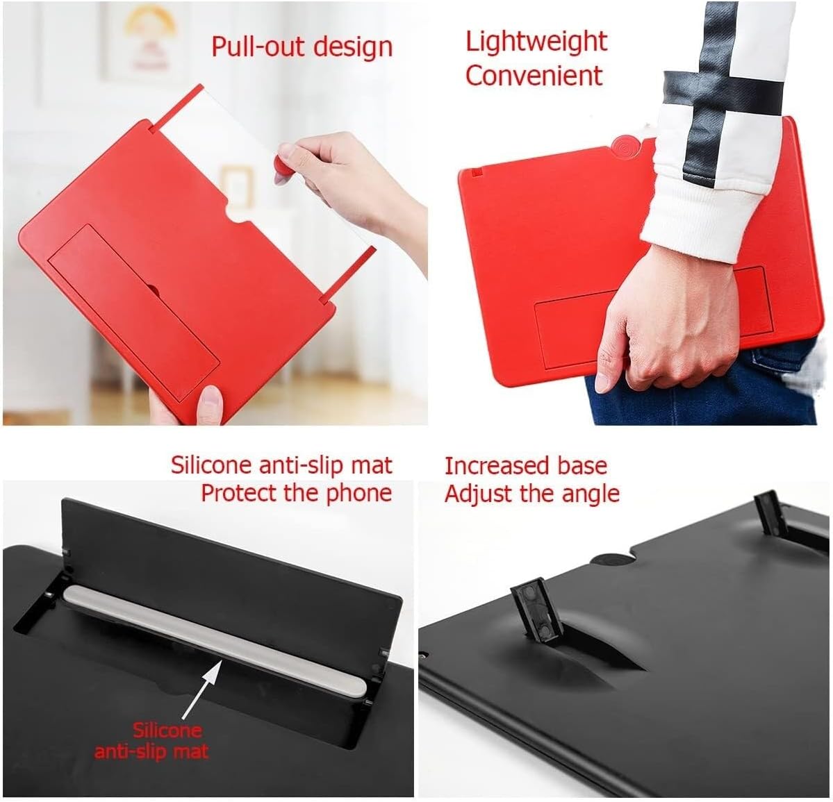 3D Phone Screen Magnifier, 10/12 Inch HD Amplifier with Foldable Stand, Anti-Radiation Eye Protection, Enhances Videos & Gaming for All Smartphones, iPhone Android Compatible(White,10in)