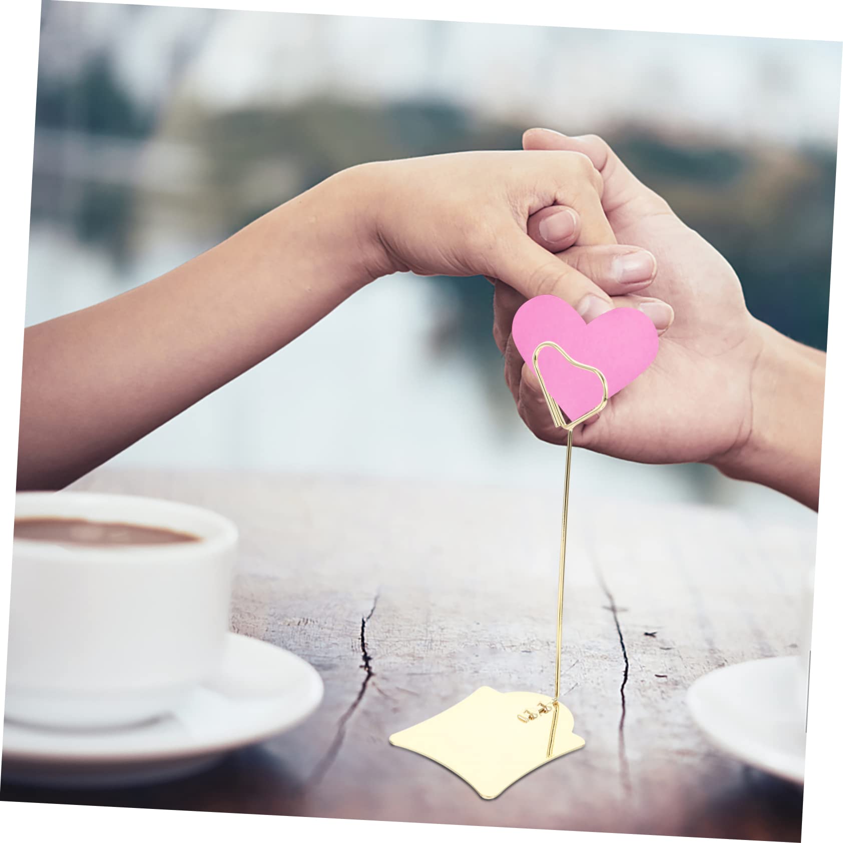 TEHAUX 2pcs Love Meal Card Clip Stainless Steel Table Number Holders for Wedding