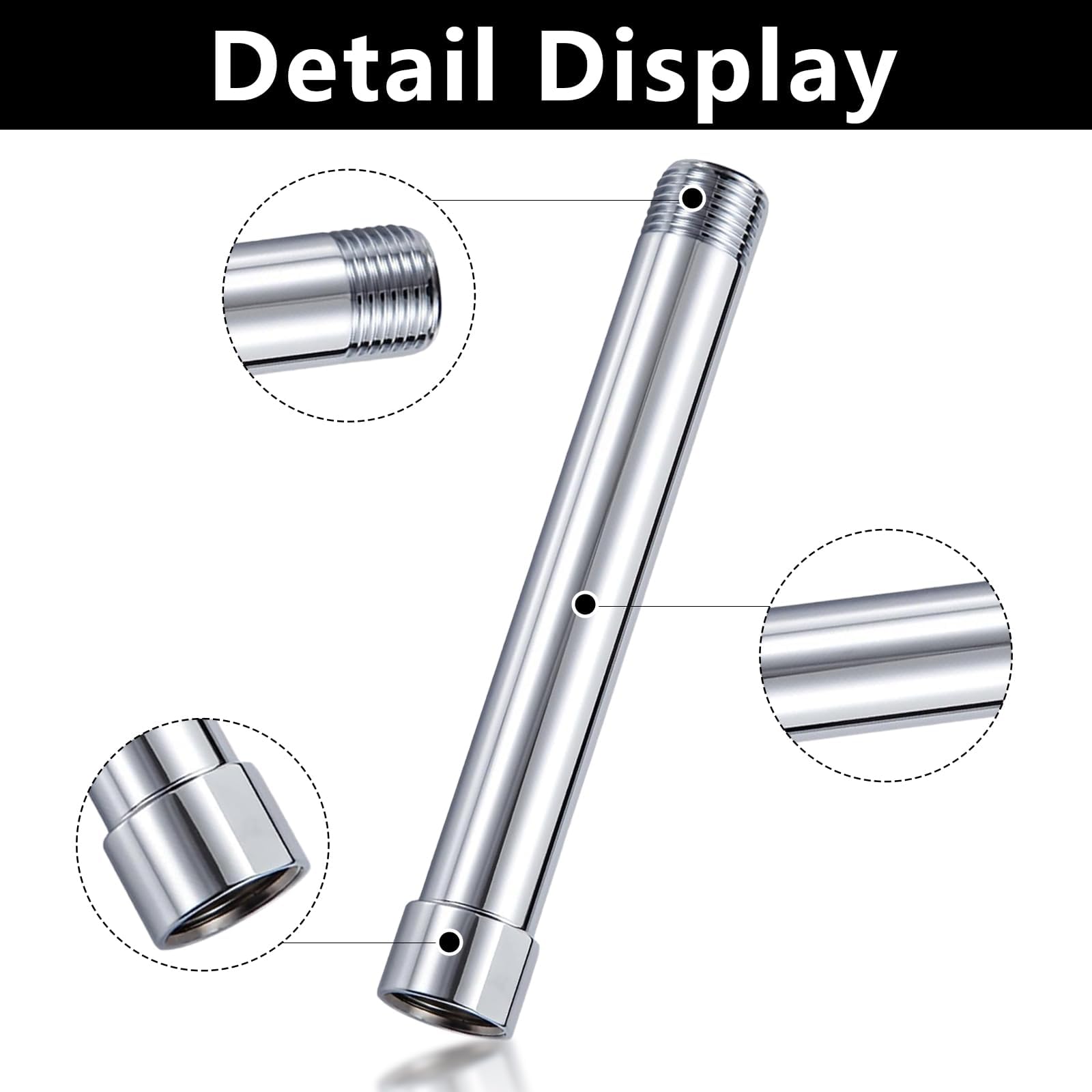 GVSS - Extensión de ducha de 6 pulgadas, G1/2 pulgadas, alargador para cabezal de ducha de baño, con 2 arandelas, prolongador de columna para ajustar la altura del pomo