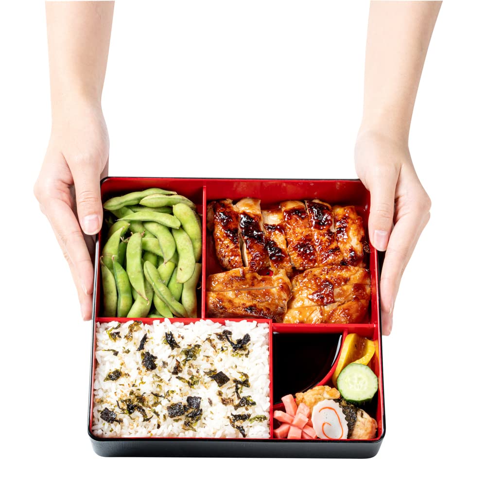 Restaurantware Bento Tek - Contenedor de almuerzo con compartimento de 8.3 x 2.2 pulgadas, 1 contenedor de almuerzo para adultos estilo japonés, con 5 compartimentos a prueba de grasa, caja de