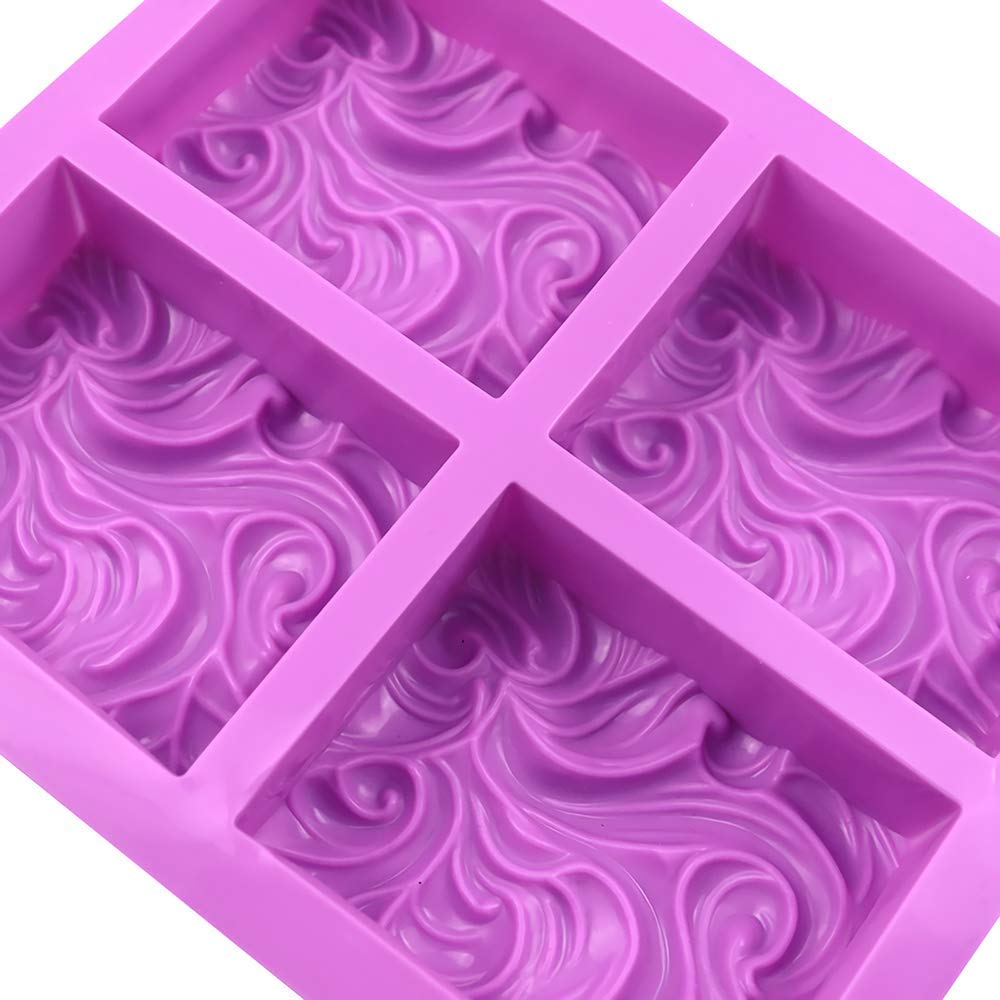 Stampi per sapone in silicone, 2 pezzi Ocean Wave fatti in casa fai-da-te Stampo per sapone in silicone Stampo per cupcake Stampo per muffin, 4 cavità Sapone per stampi Forniture