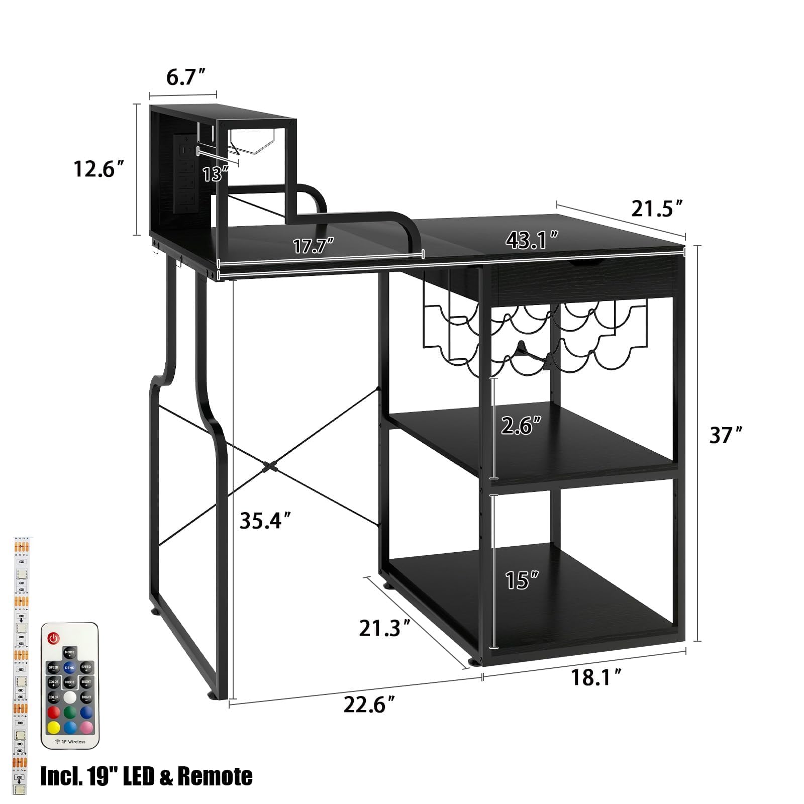 Armadietto Da Bar Con Frigorifero LED Supporto Bicchieri - Dettaglio