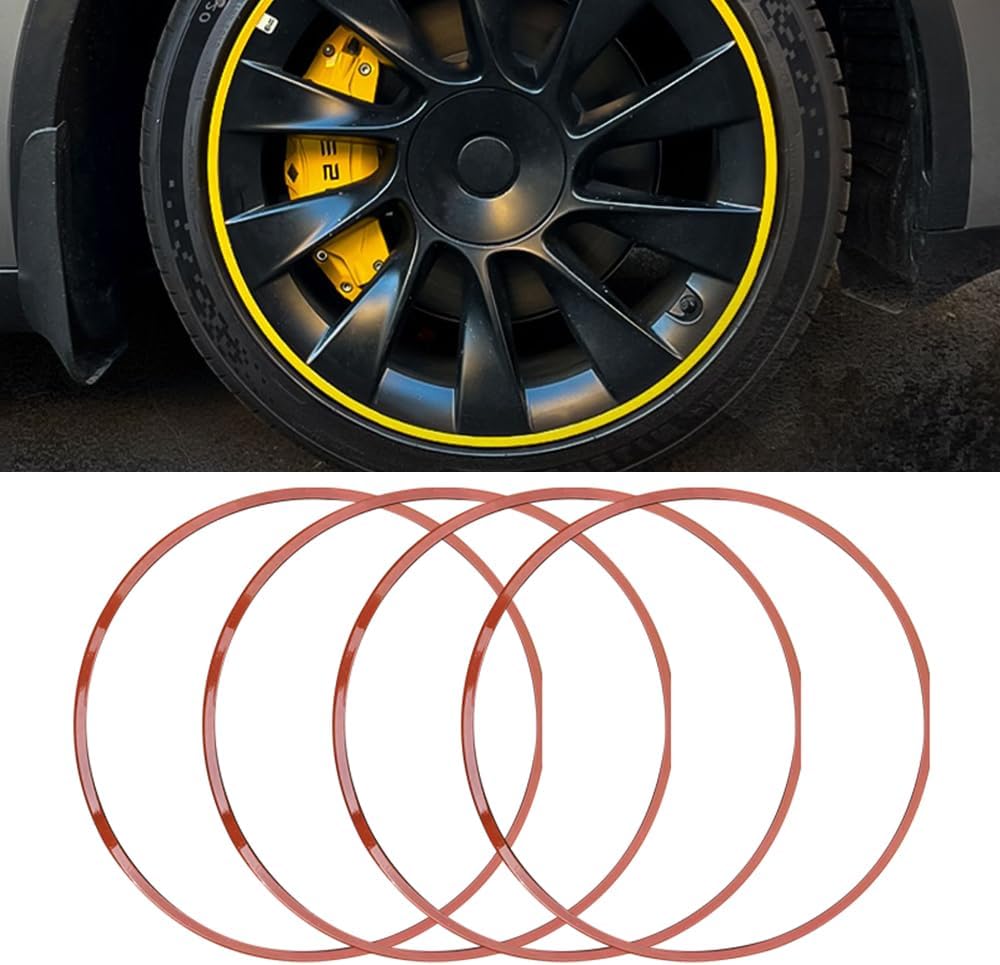 4Pcs Aluminum Alloy Car Wheel Protector for Tesla Model Y 2019 2020 2021 2022 2023 2024 15-22'' Wheel Rim Protector Decor Ring Anti-Scratch Tire Rim Guard Wheel Edge Ring,Orange-18inch
