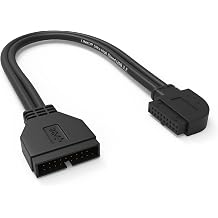 LINKUP - USB 3.2 Gen 2 USB 3.1 Internal Adapter 20-Pin Motherboard Header Male to Female 10Gbps for PC USB-A Ports - Left Angle Type - Black 24cm