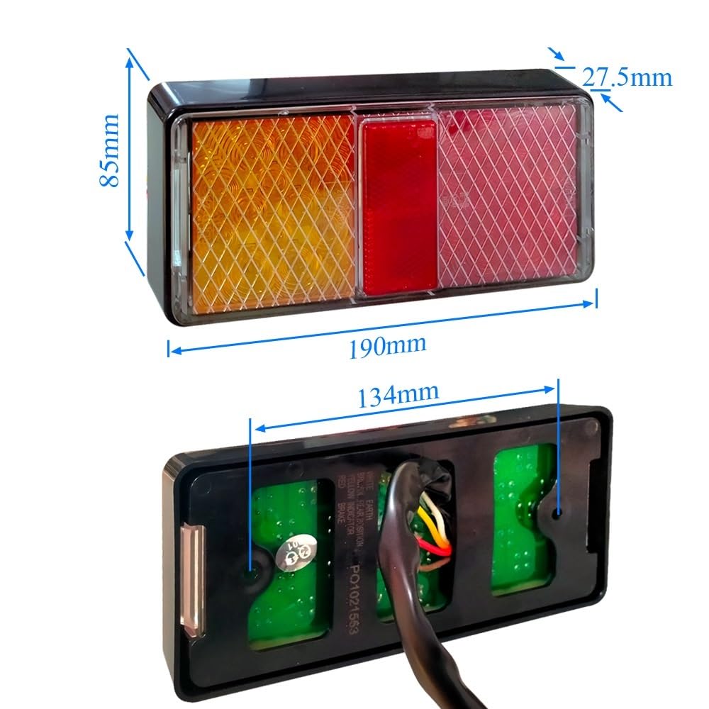 Piloto Trasero Auto Un par (2 uds) E4 para camión para lámpara combinada Piezas de Remolque Luces Led señal Giro Trasera Parada Freno Barco Sumergible