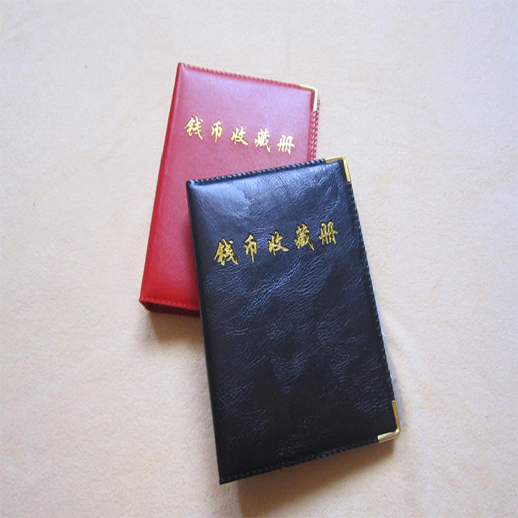 3 Set 480 Aufbewahrungssammlung Münzen Alben Gedenkbuch Halter Ordner Stücke Binder Antike Große Kapazität Leer Schwarz Rot Rot