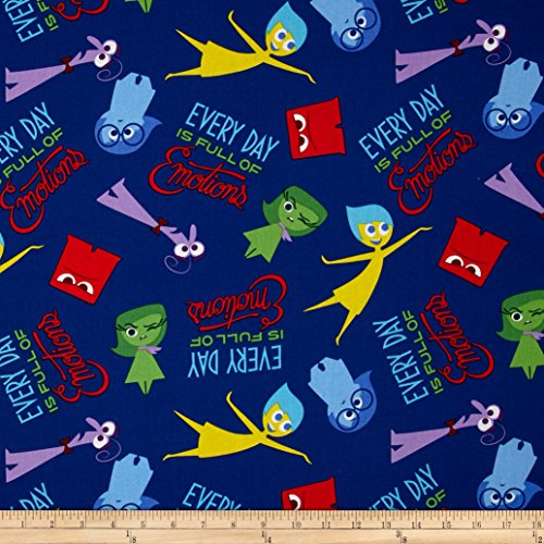 E.E. Schenck Disney Pixar Inside Out Everyday is Full of Emotions Blue Fabric By The Yard