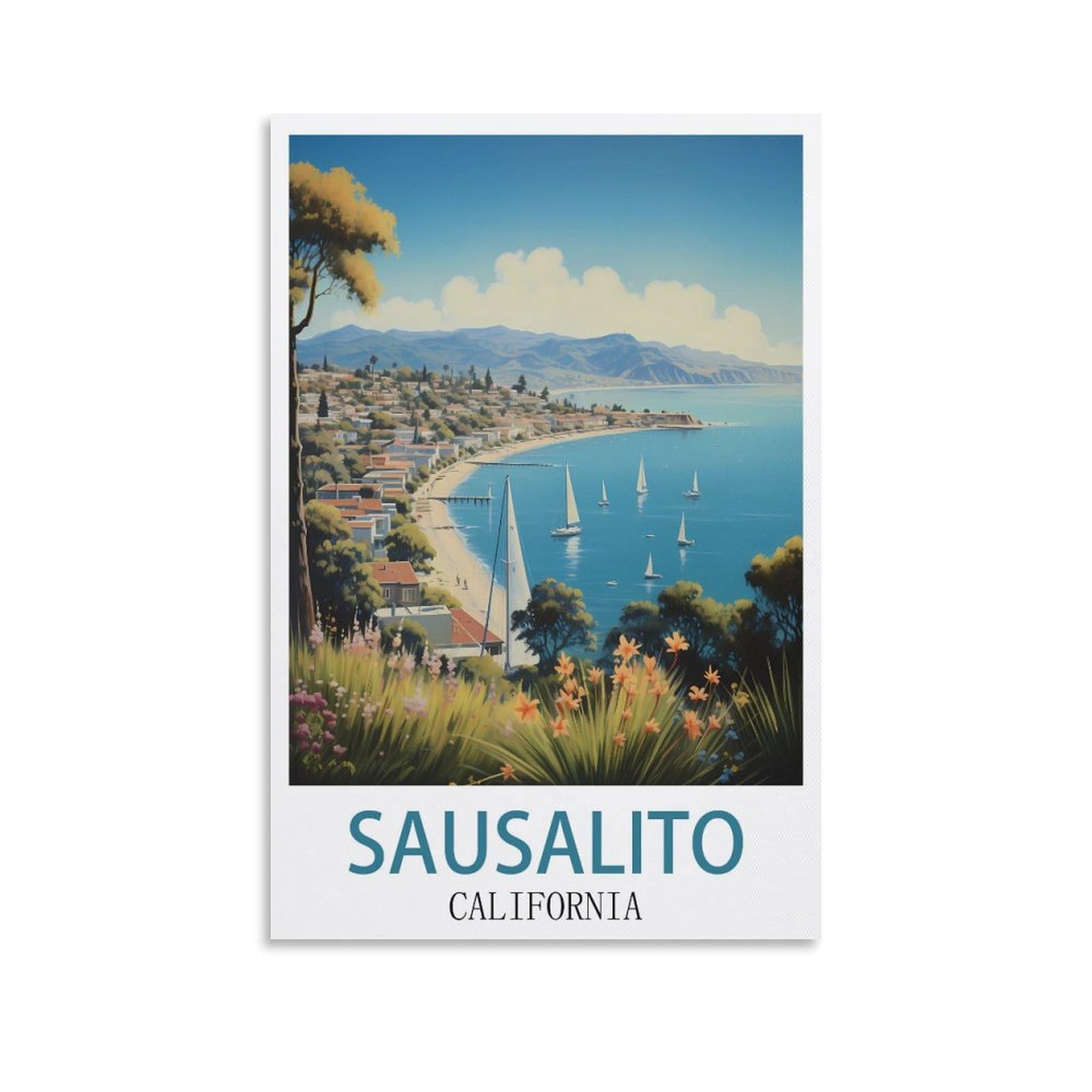 EZMLFA Diamond Painting Kits for Adults,Sausalito California 5D Diamond Painting Kit for Adults Beginners, DIY Full Round Drill Gem Art Kits for Home 30x40cm