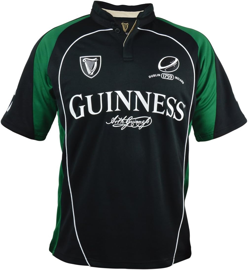 Black and Green Short Sleeve Performace Rugby Shirt