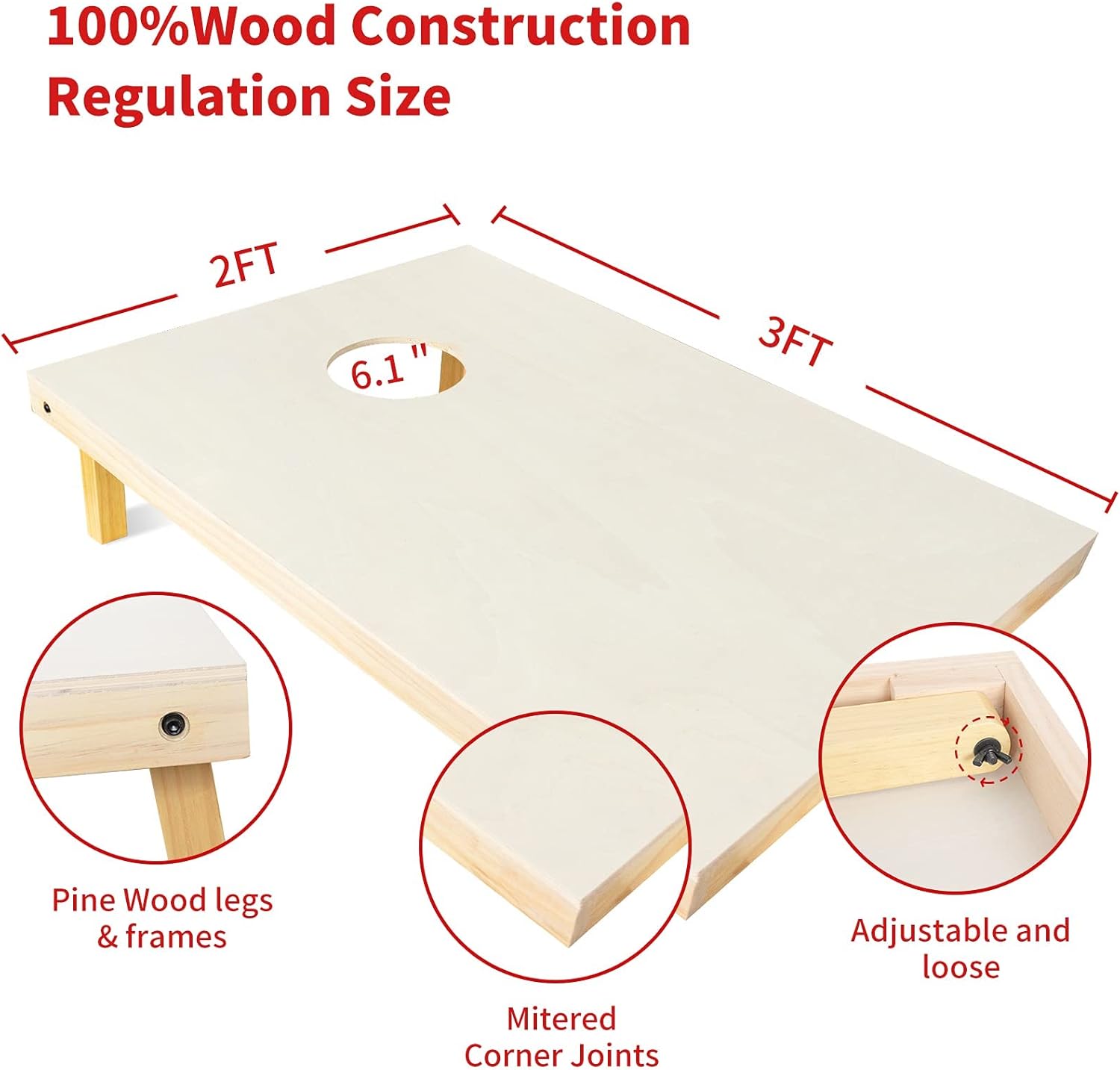 Nattork All-Wood Premium Cornhole Set - Includes 2 Regulation Size Cornhole Boards, 8 All-Weather Cornhole Bags, Travel Case, Cornhole Game Set for Indoor Outdoor Toss Games Competitions : Sports & Outdoors