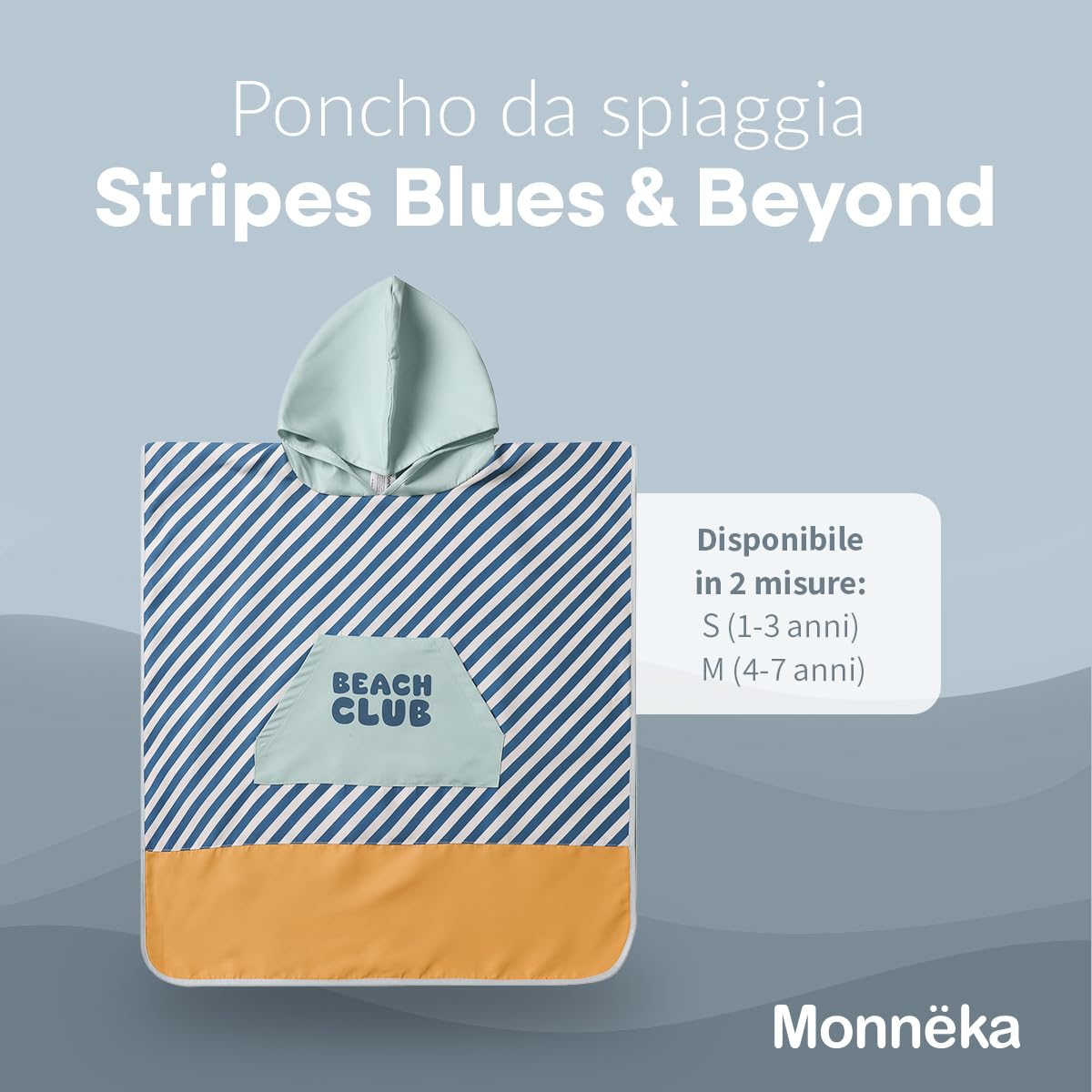 Poncho da Bagno con Cappuccio per Bambini | Asciugamano Assorbente, Asciugatura Rapida in Tessuto Morbido | Leggero e Confortevole | Spiaggia, Piscina o Casa | Blues & Beyond 1 a 3 anni