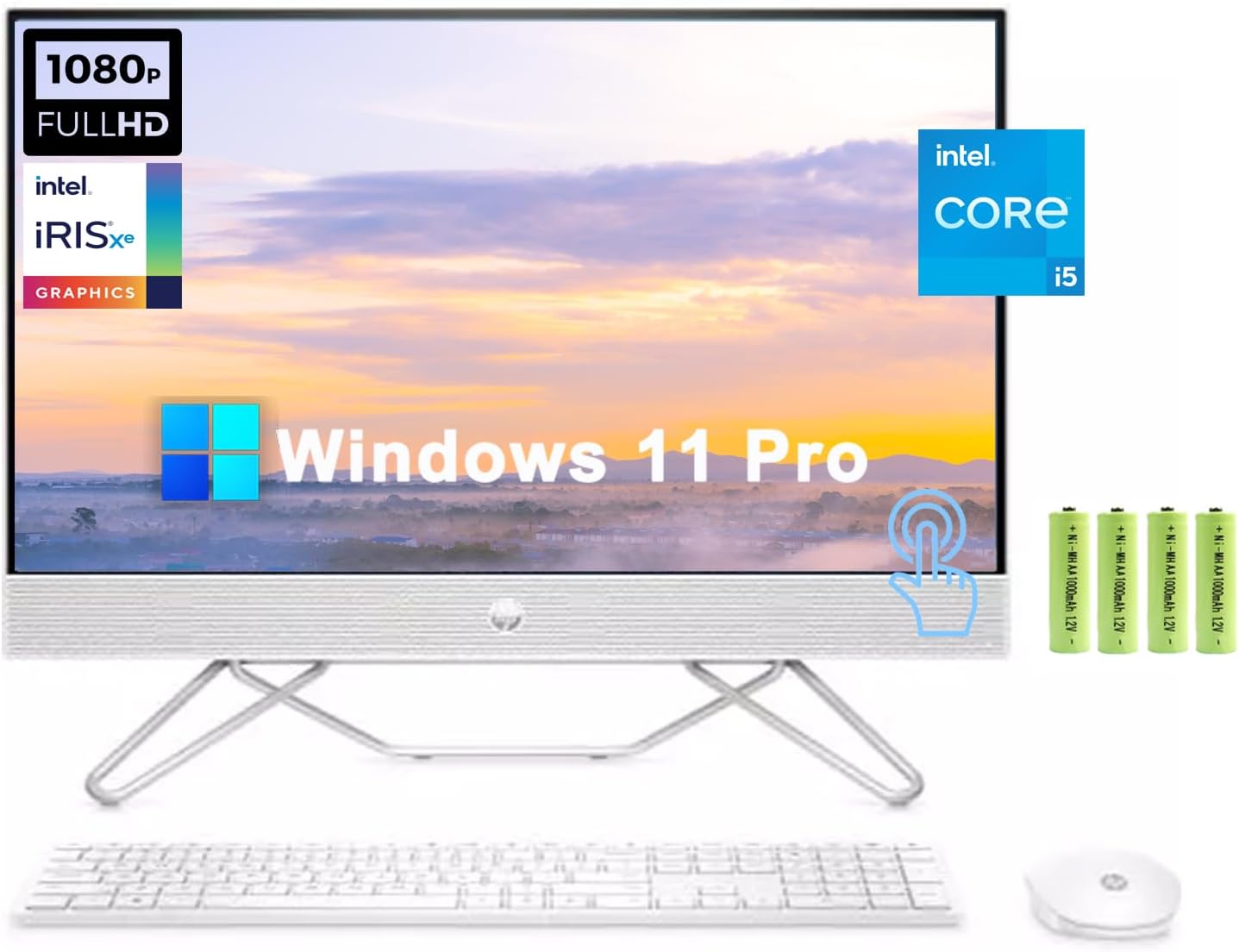 HP 21.5" All-in-One Desktop Computer - Windows 11 Pro, Intel Celeron J4025, 16GB RAM, 512GB SSD, Wi-Fi 6, White