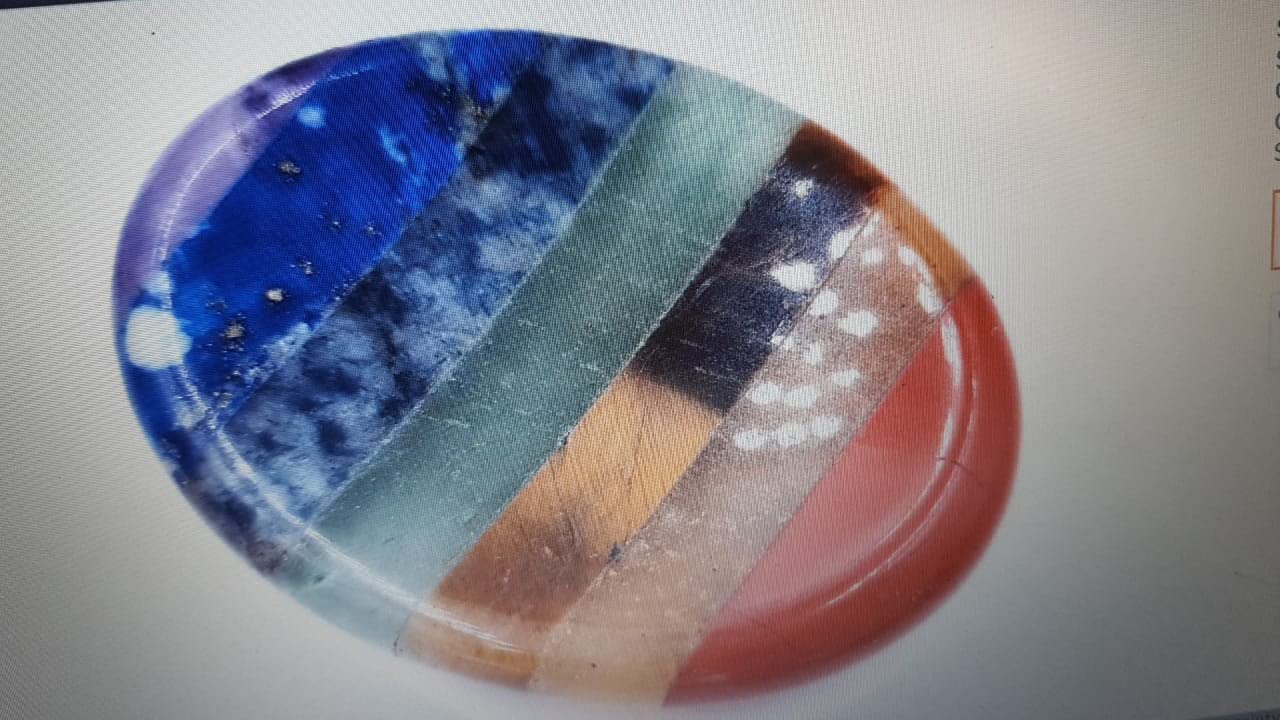 CRYSTALMIRACLEBeautiful Seven Chakra Worry Stone Crystal Healing Reiki Positive Energy Dowsing Thumb Stone Feng Shui Peace Spiritual Wisdom Love Relationship Meditation Gemstone