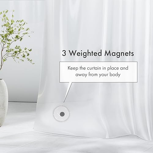 Miniatura 3 de Amazer Forro de cortina de ducha de plástico con imanes, 72 x 72 pulgadas, forro de ducha esmerilado de PEVA, impermeable, forro de cortina de ducha