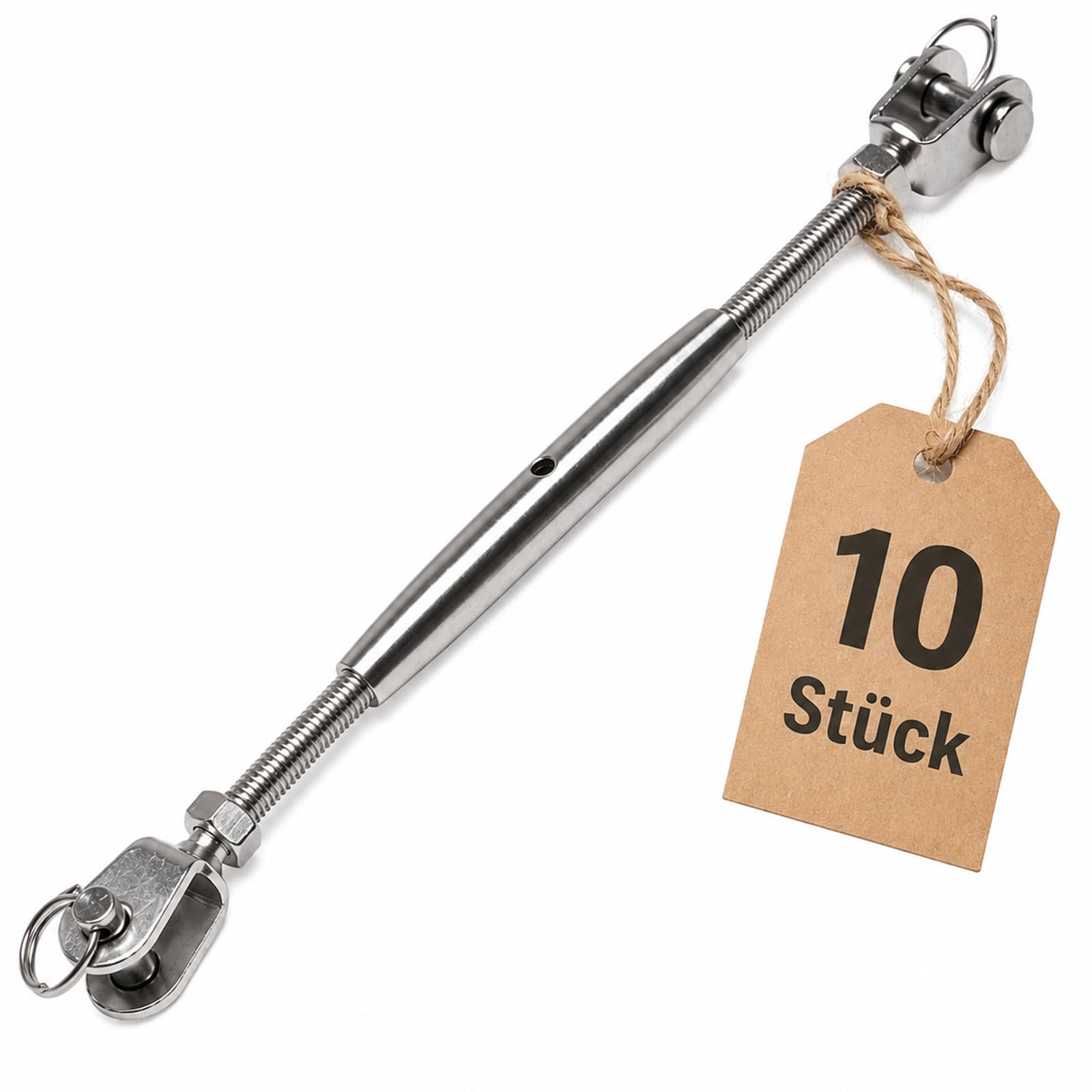 Wantenspanner Seilspanner Drahtspanner Spannschloss Spannschraube Gabel - 10 Stück Größe: M10 Rostfreie Spanner aus Edelstahl V4A zum Spannen von Drahtseilen, Sonnensegel, Markise & Ketten