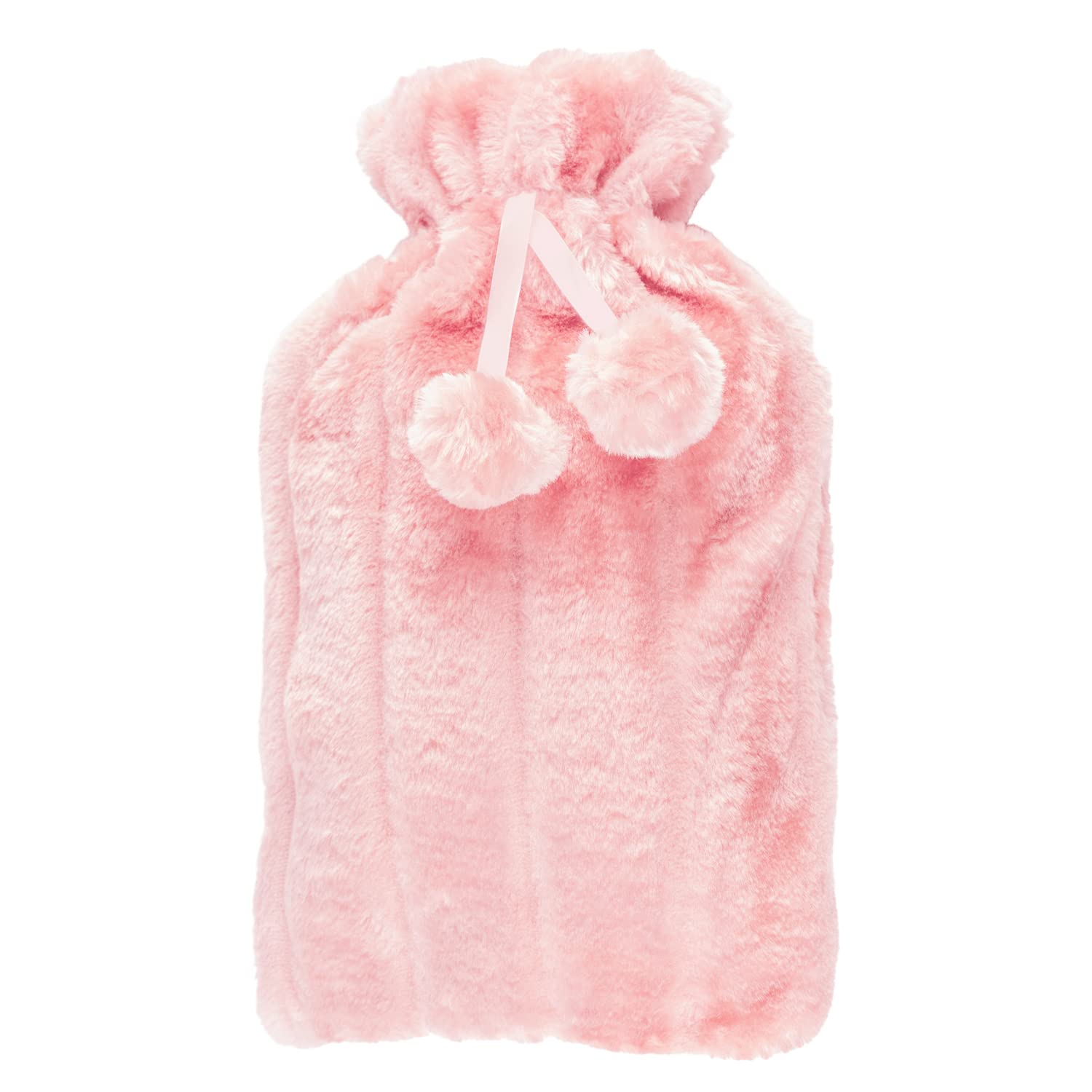 2 x Wärmflaschen mit Deckel UK – 2 x Naturkautschuk 2 Liter Wärmflaschen – perfekter Wärmbeutel zur Schmerzlinderung, Handfüße wärmer (Cremeflaschen mit 1 x Rouge Pink & x 1 x weißer Abdeckung)