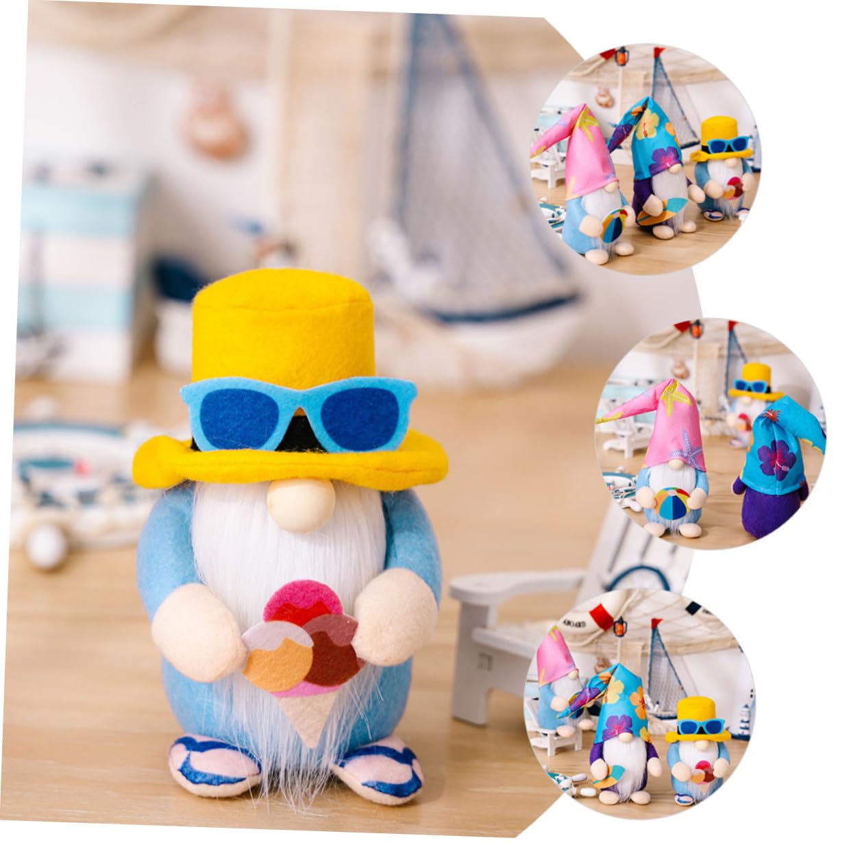 Ornamenti Gnomi di Peluche 3 Pezzi Accessori Spiaggia per Decorazioni Estive di Casa e Spazi Esterni