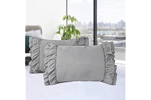 HIG King Size Shams Ruffle Pillowcases, Gray